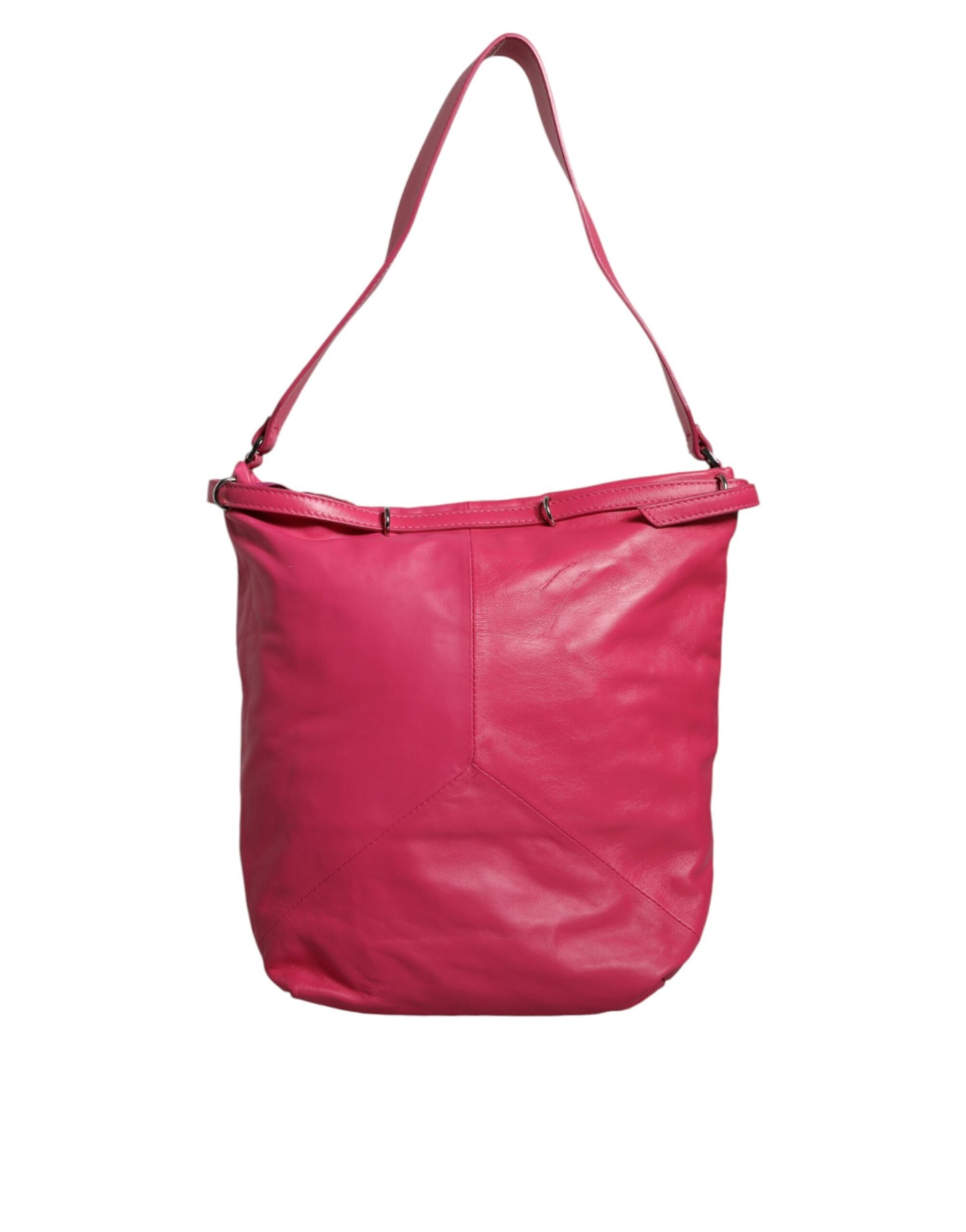 Bolso tote de hombro de cuero rosa fucsia