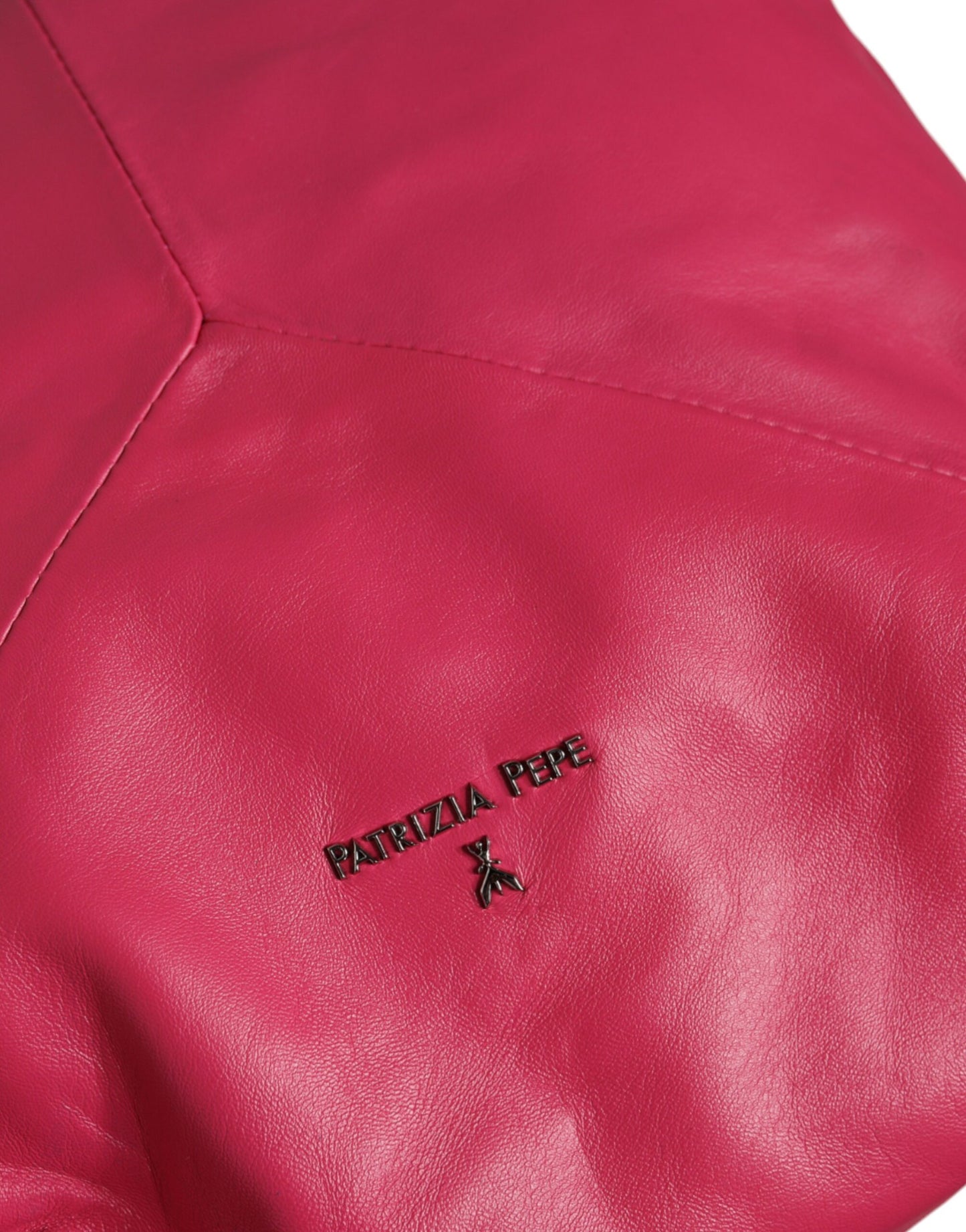 Bolso tote de hombro de cuero rosa fucsia