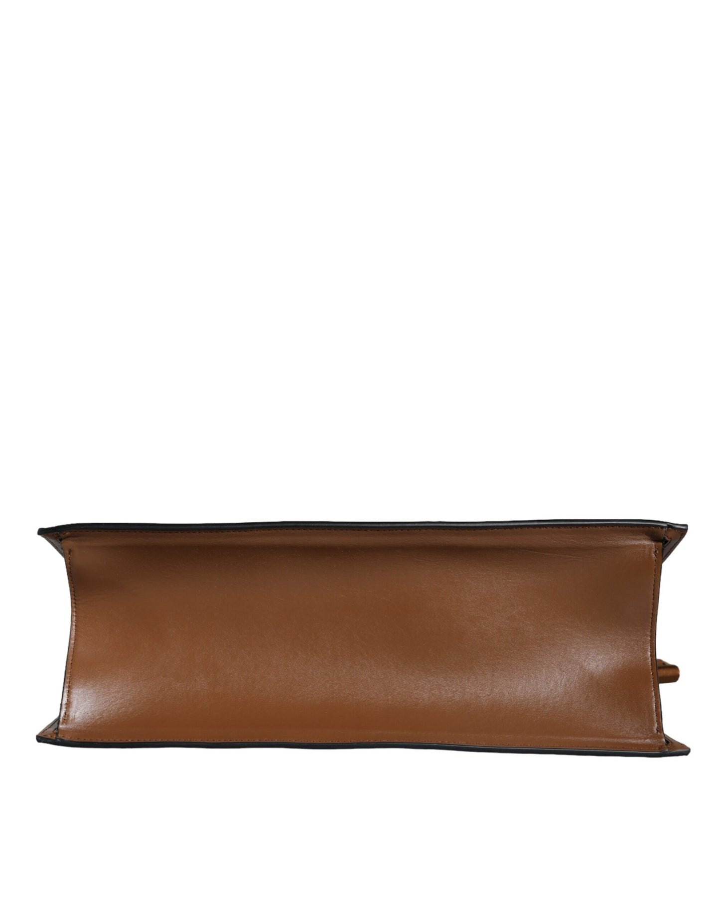 Bolso bandolera marrón con asa superior de piel jacquard y logotipo