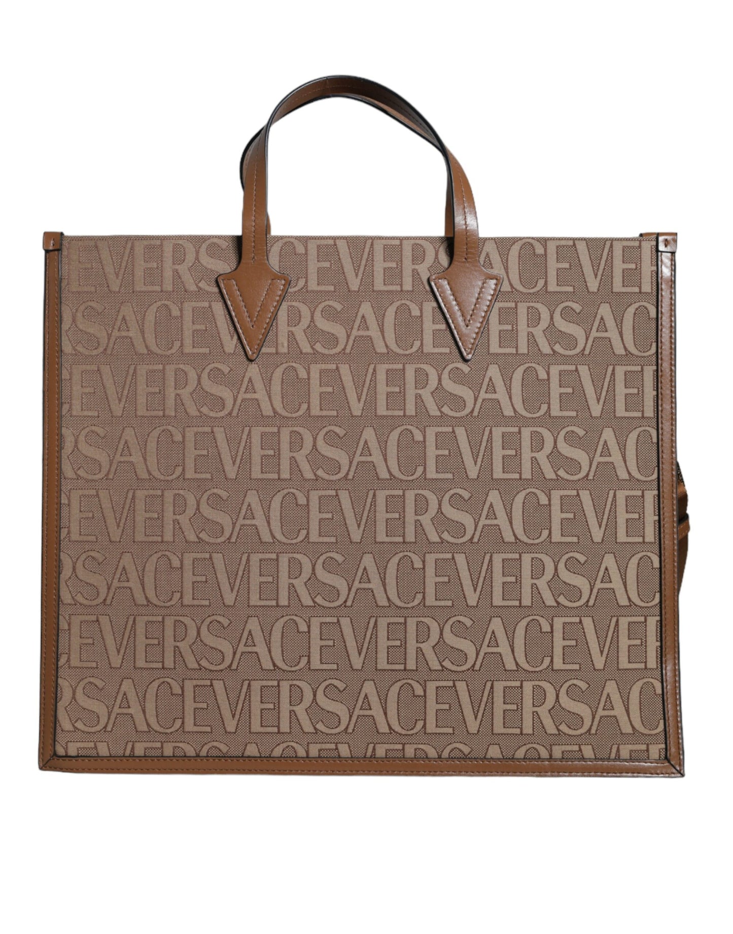 Bolso bandolera marrón con asa superior de piel jacquard y logotipo