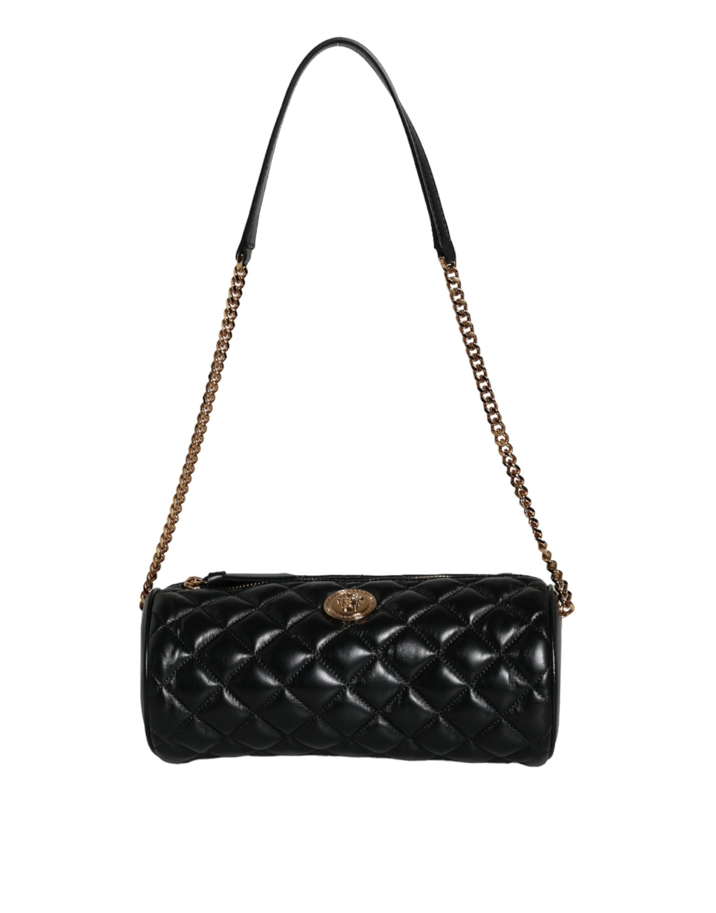 Mini bolso bandolera de piel de cordero acolchada negra