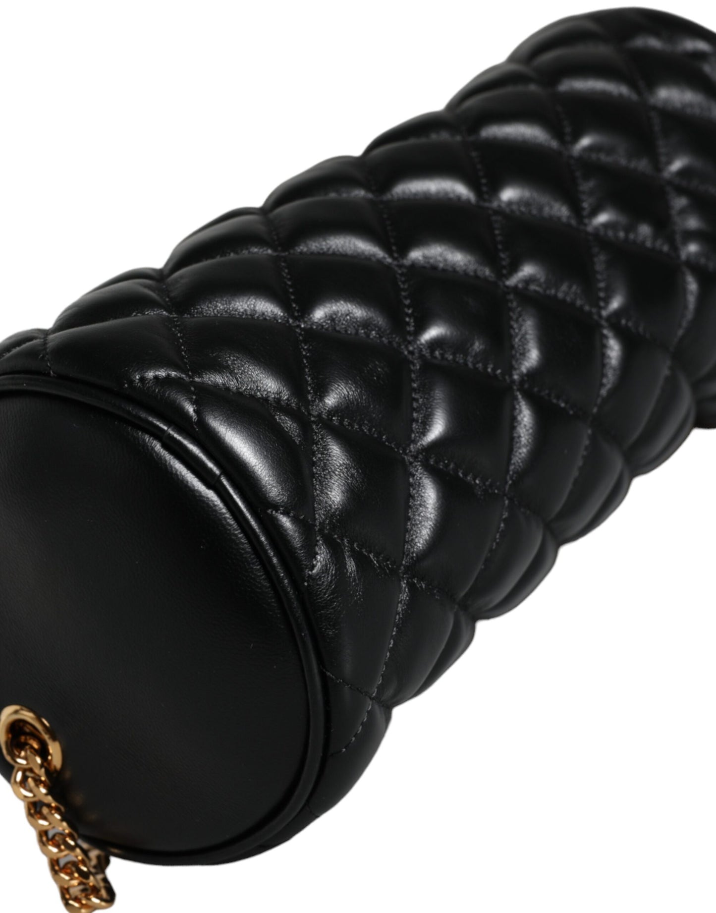 Mini bolso bandolera de piel de cordero acolchada negra