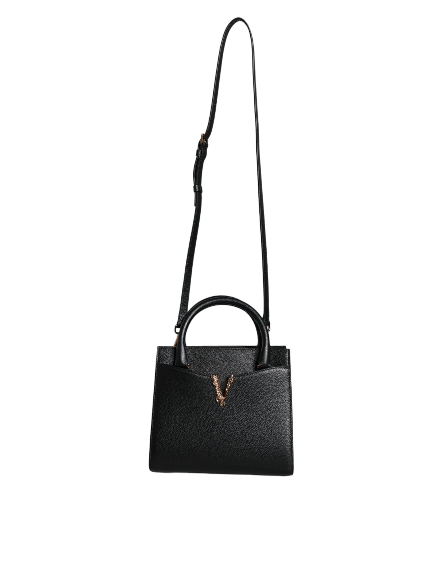 Bolso bandolera pequeño de piel negra con asa superior