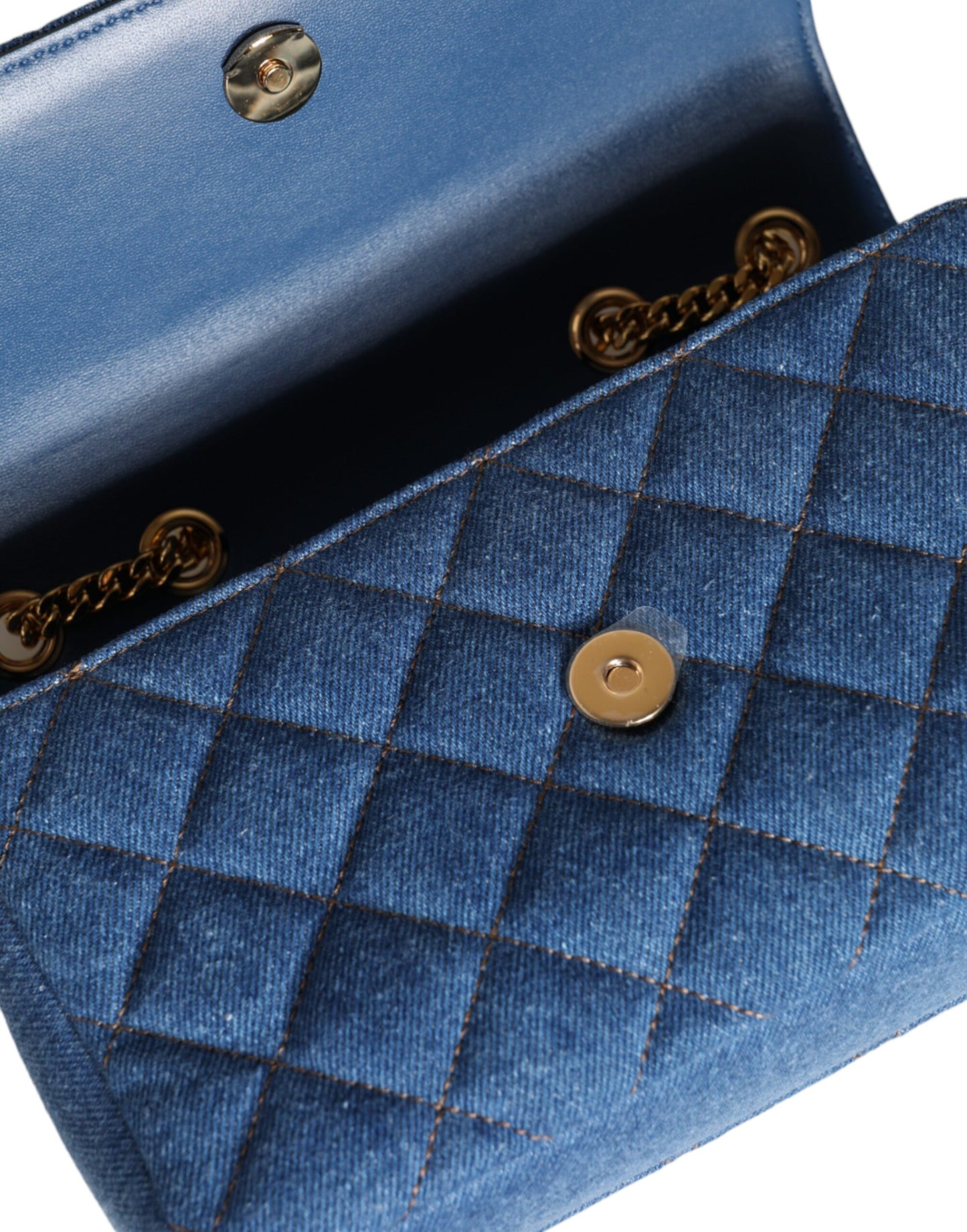 Bolso bandolera de piel vaquera acolchada azul
