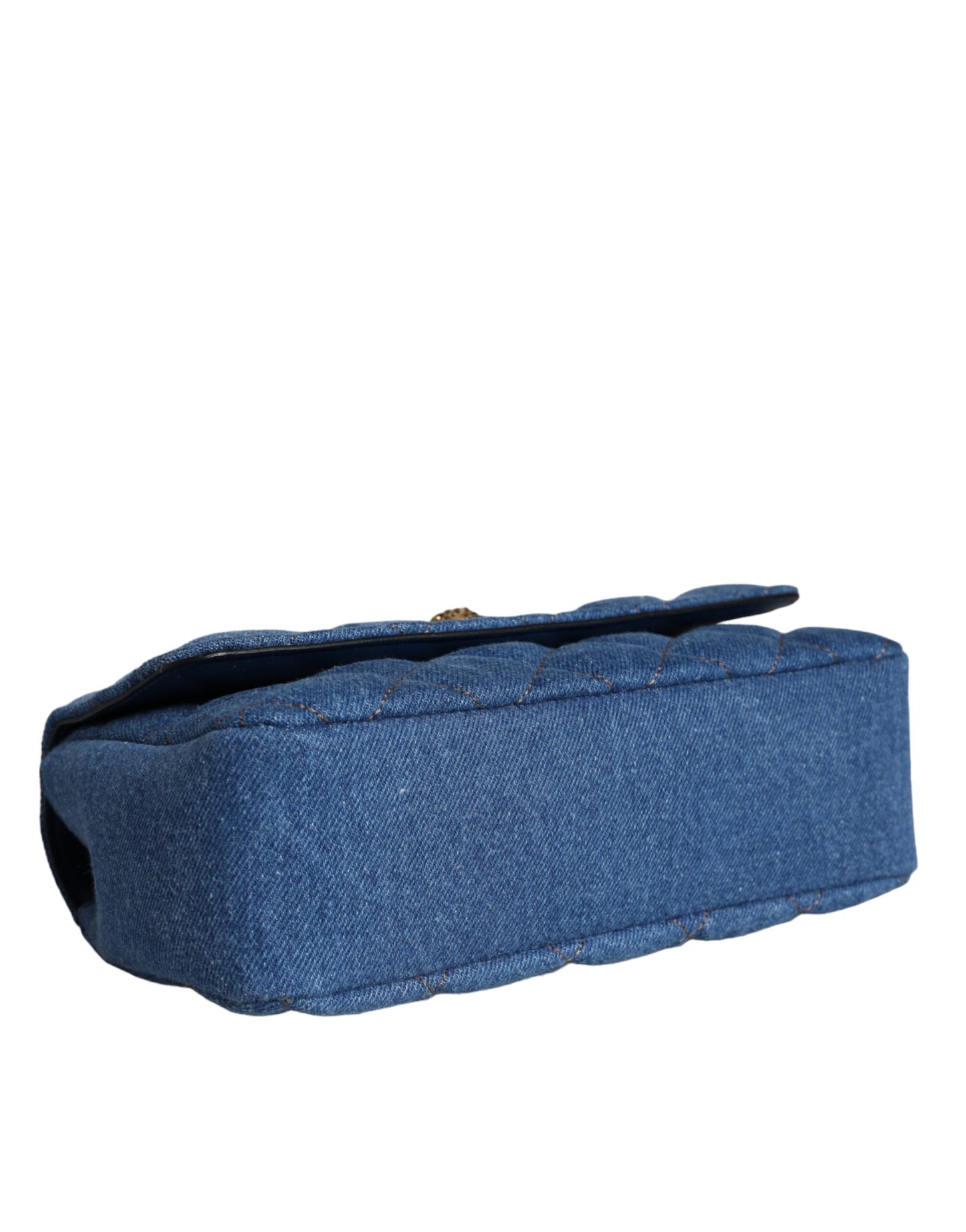Bolso bandolera de piel vaquera acolchada azul
