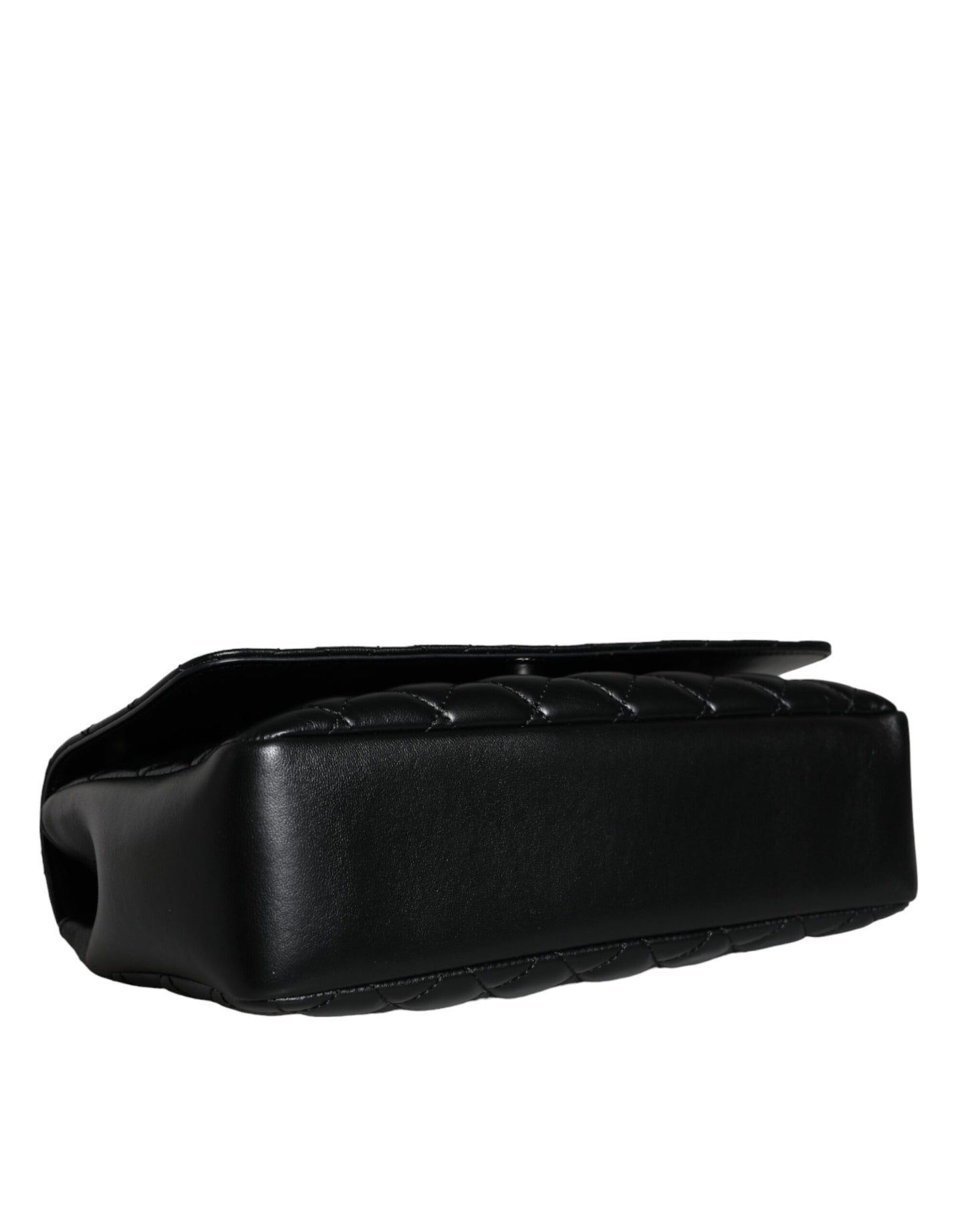 Bolso bandolera de piel de cordero acolchada negra