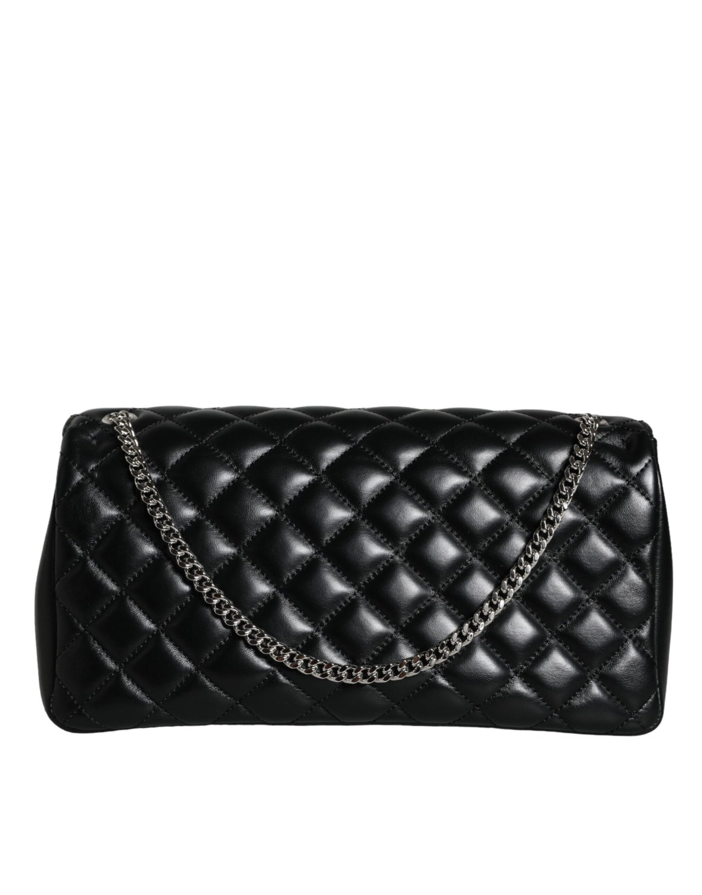 Bolso bandolera de piel de cordero acolchada negra