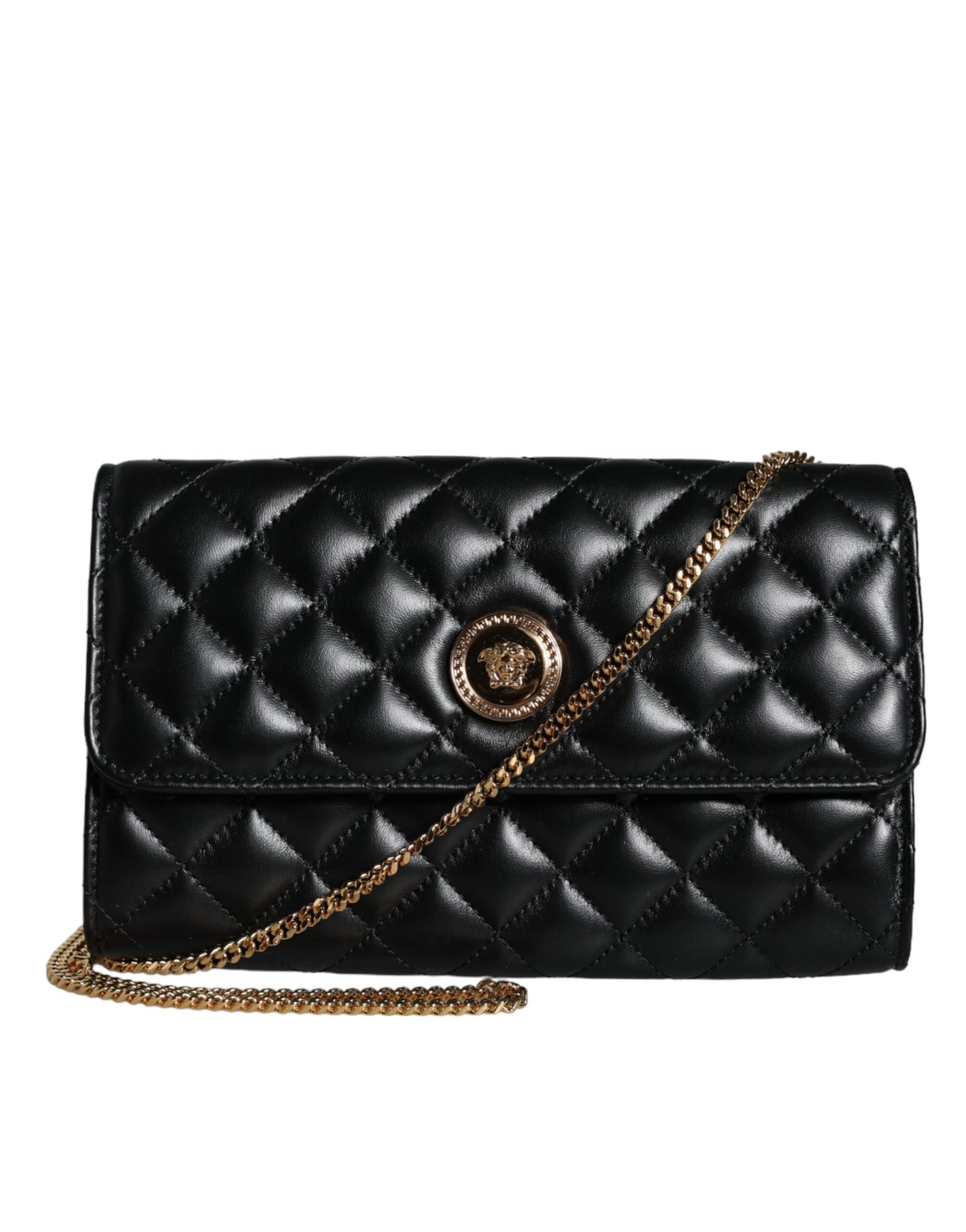 Bolso bandolera de piel napa acolchada negra