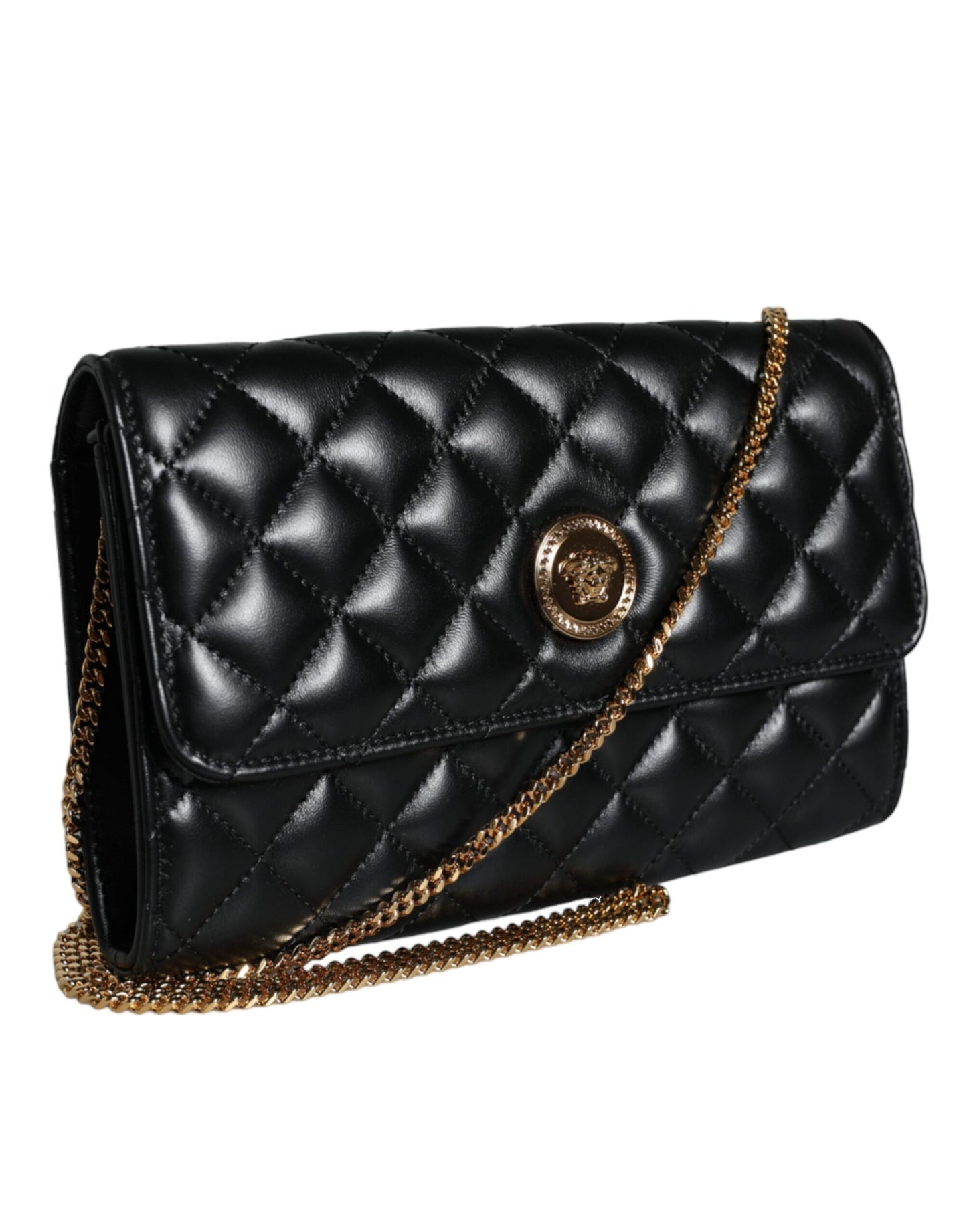 Bolso bandolera de piel napa acolchada negra