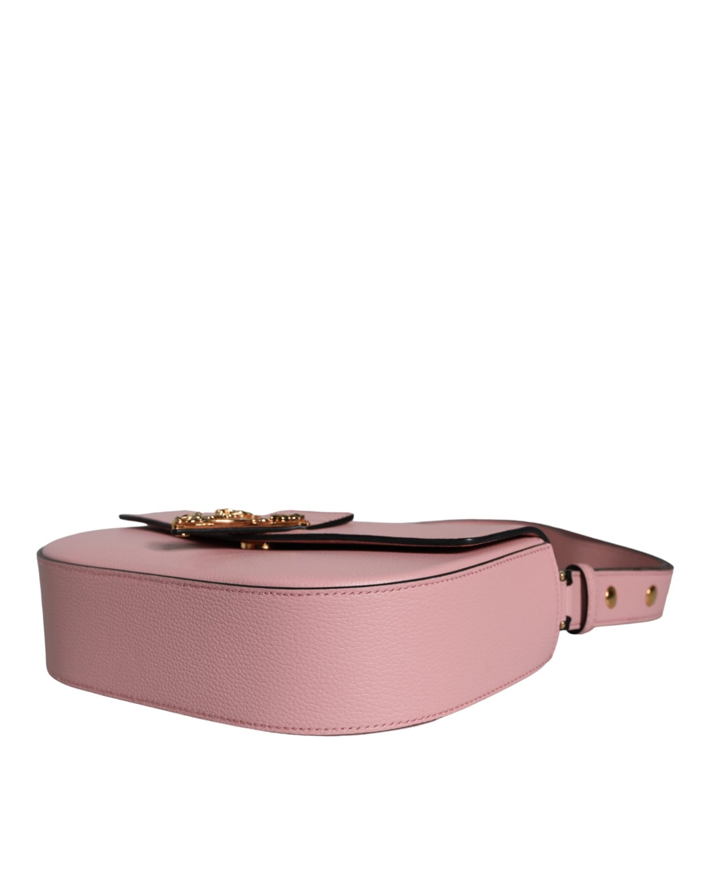 Sac à bandoulière en cuir de veau grainé rose avec logo