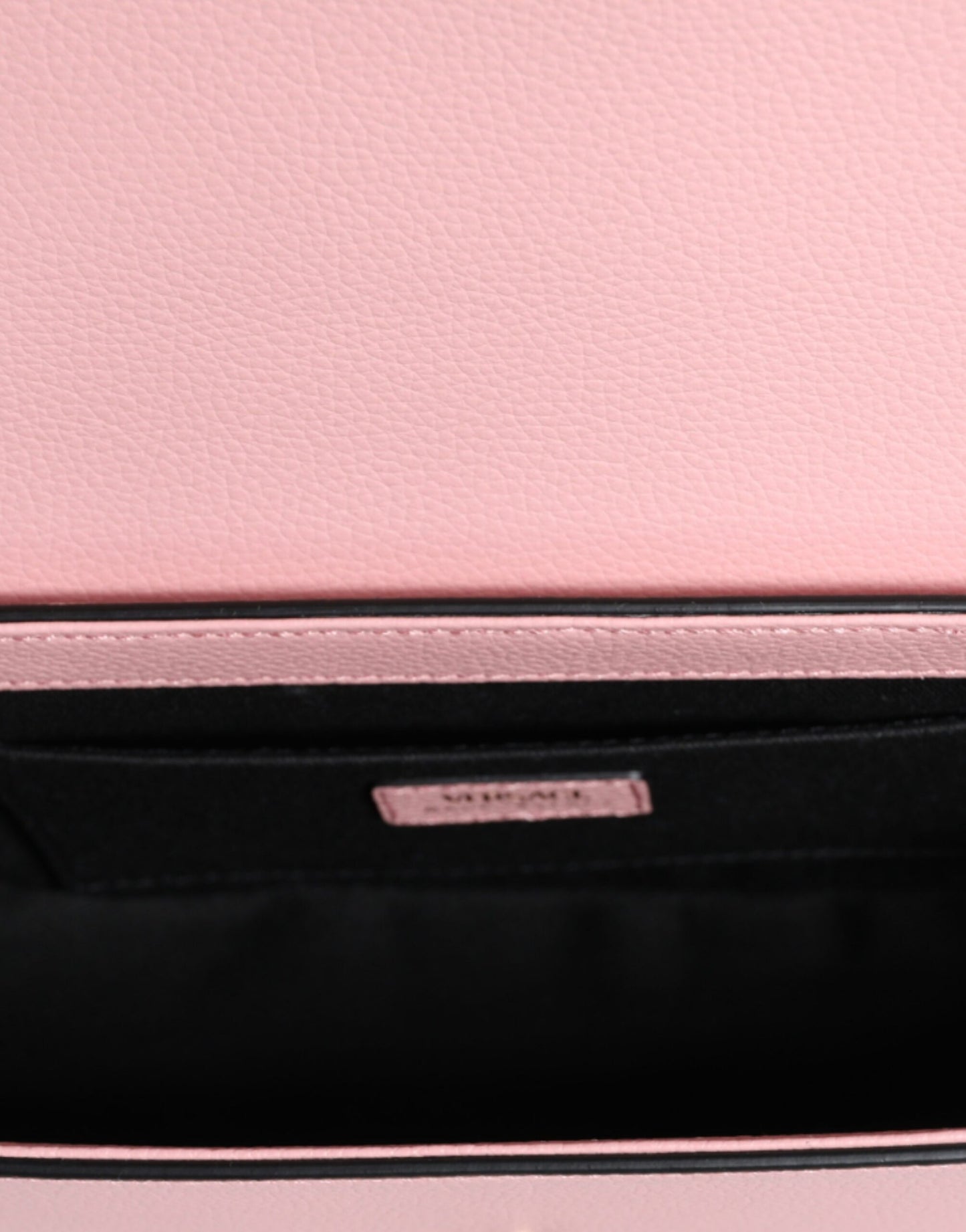 Sac à bandoulière en cuir de veau grainé rose avec logo