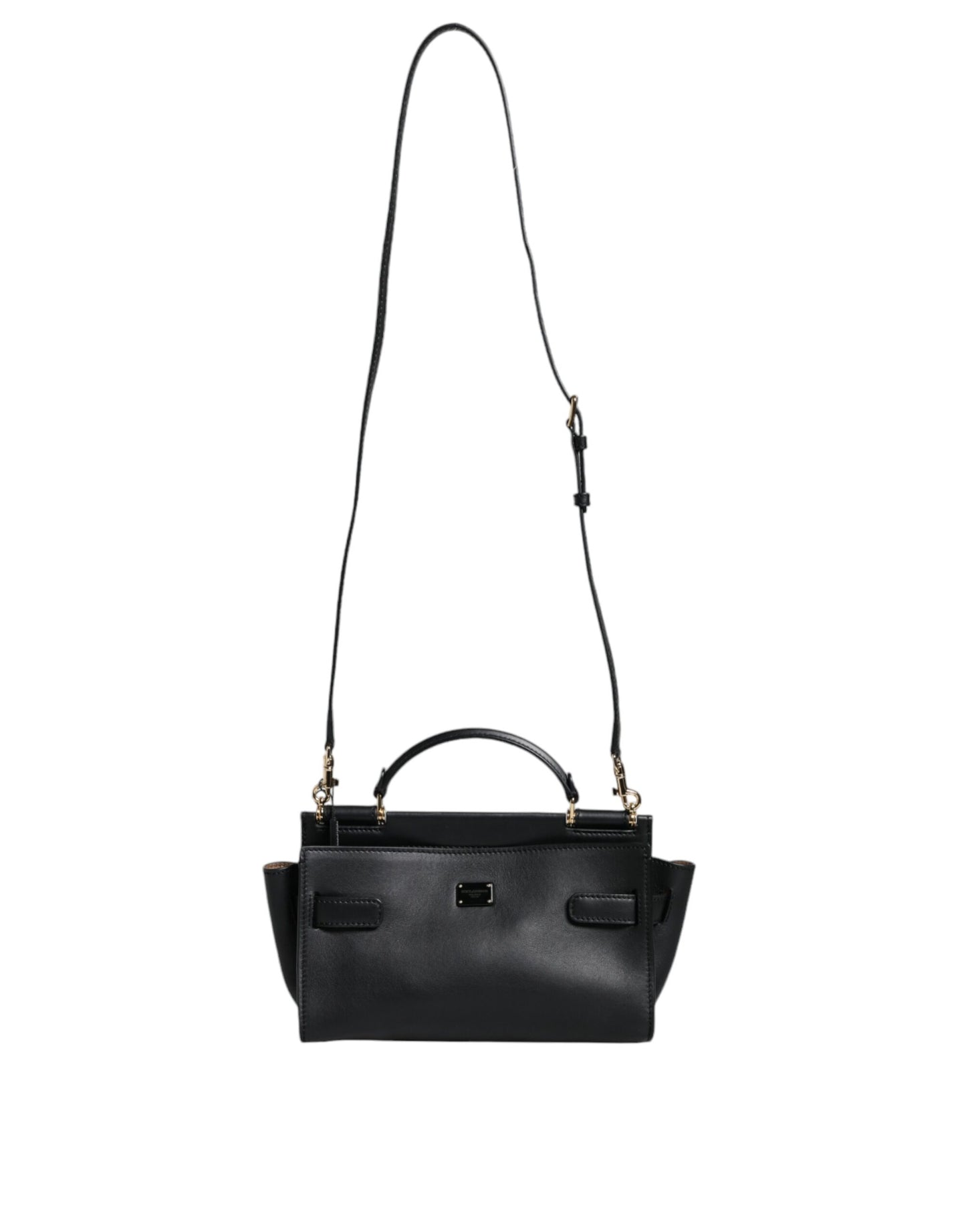 Sac bandoulière en cuir noir SICILY avec poignée supérieure