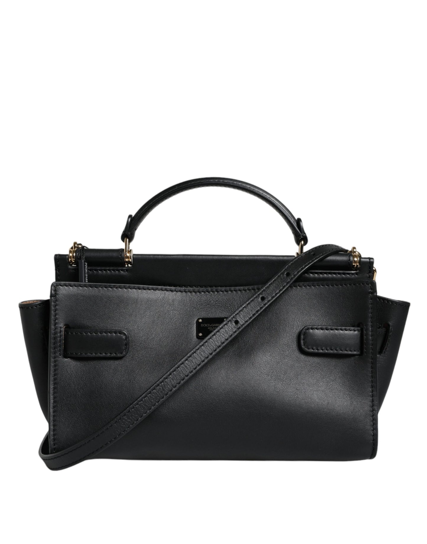 Sac bandoulière en cuir noir SICILY avec poignée supérieure