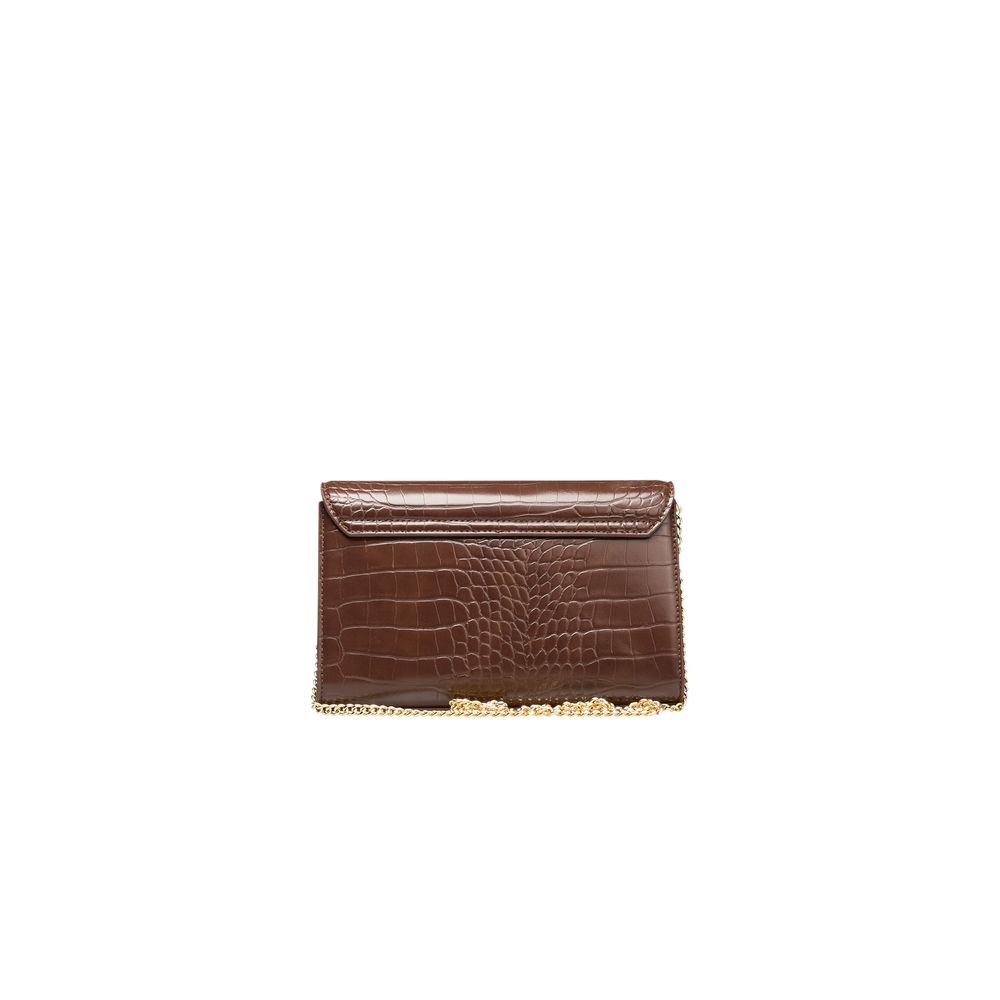 Brown Croc Embossed Crossbody Bag