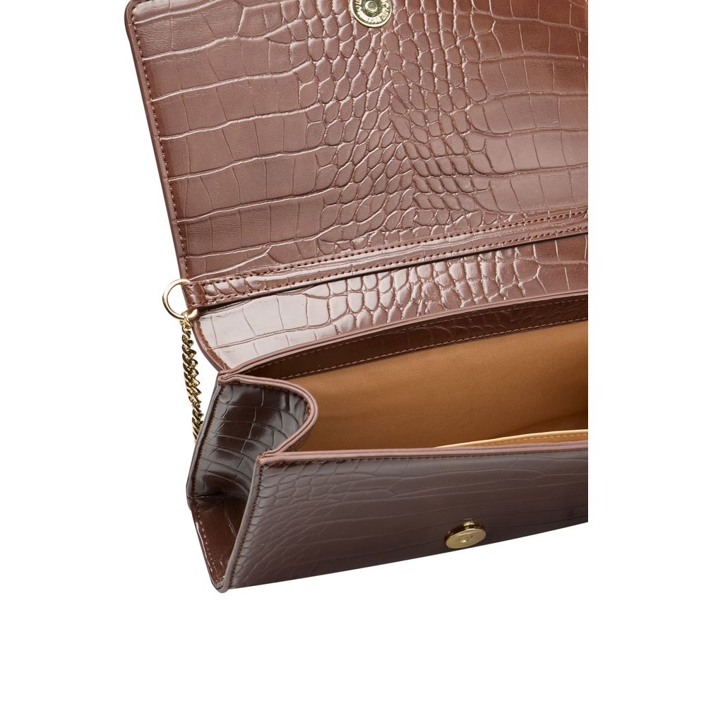 Brown Croc Embossed Crossbody Bag