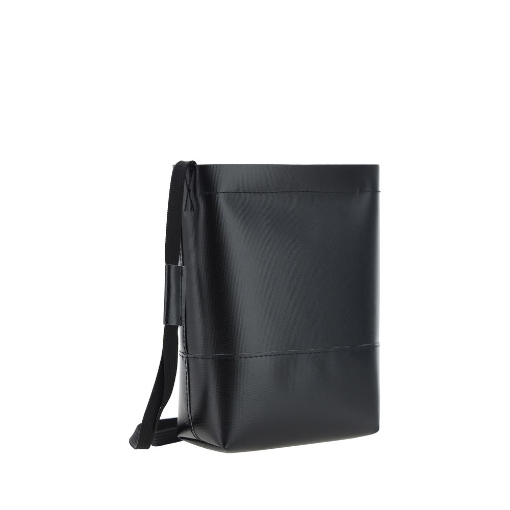 Black Crossbody Bag with Shoelace Strap