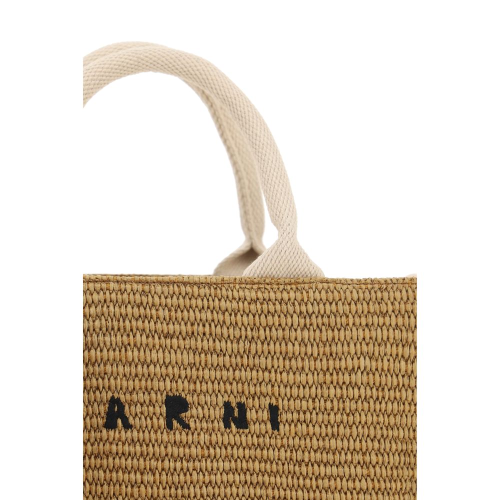 Natural-Colored Raffa-Effect Small Tote Bag