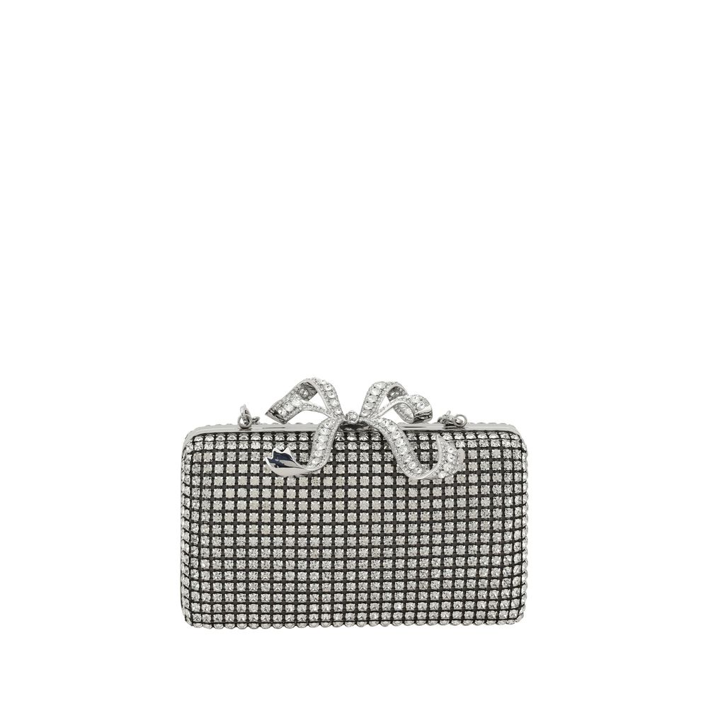 Bolso de mano con caja de cristal plateado