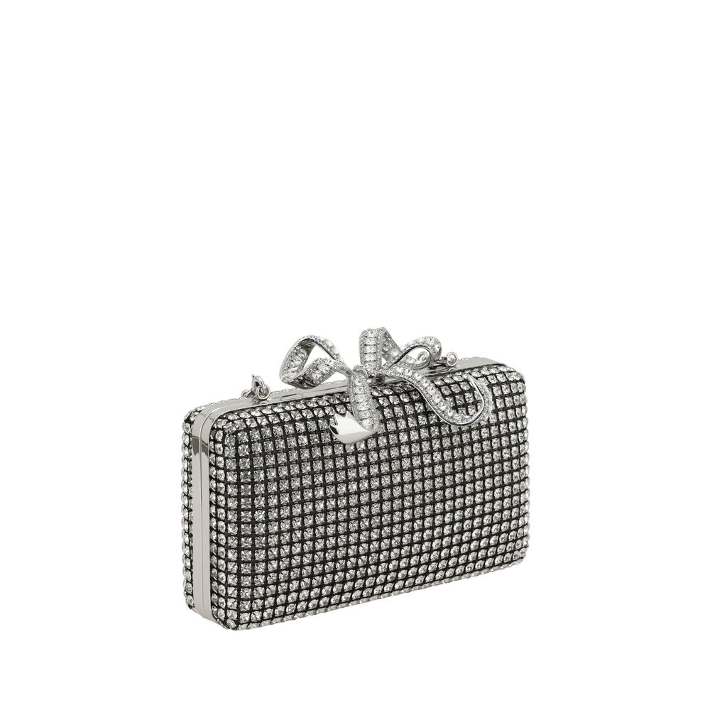 Bolso de mano con caja de cristal plateado