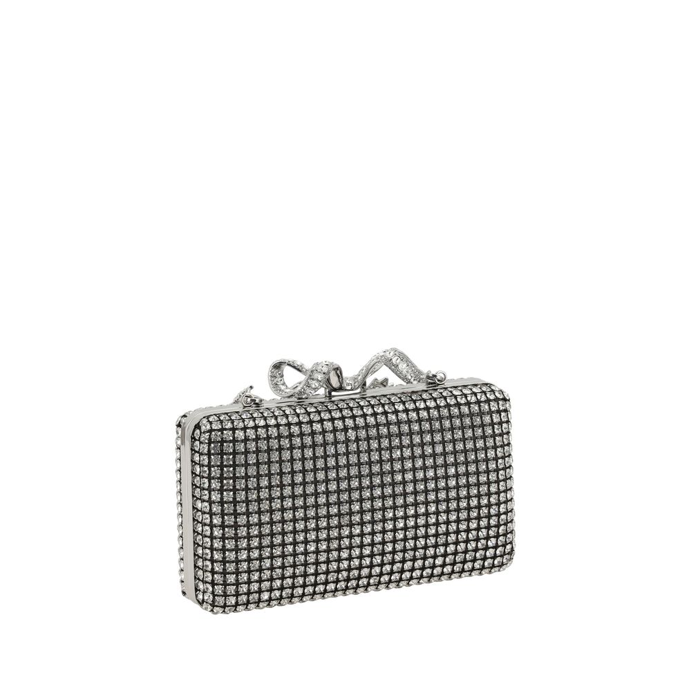 Bolso de mano con caja de cristal plateado