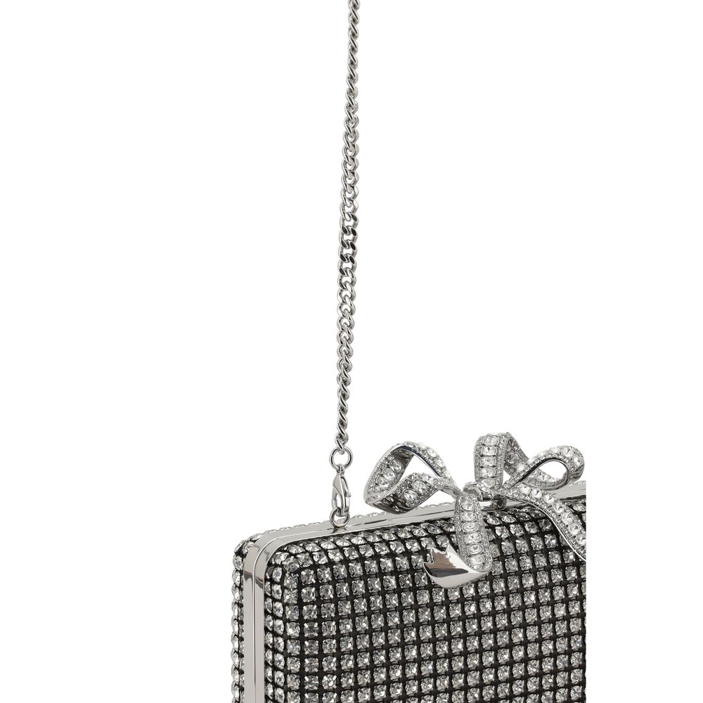 Bolso de mano con caja de cristal plateado