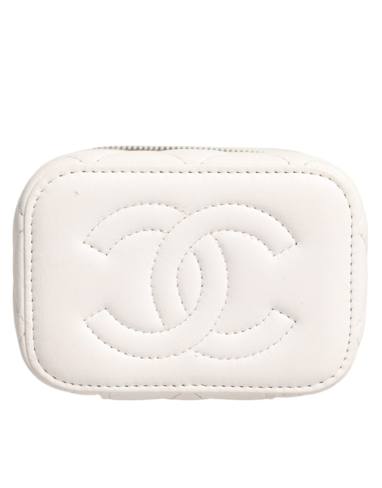 White Matelassé Lambskin Gold Chain Shoulder Bag