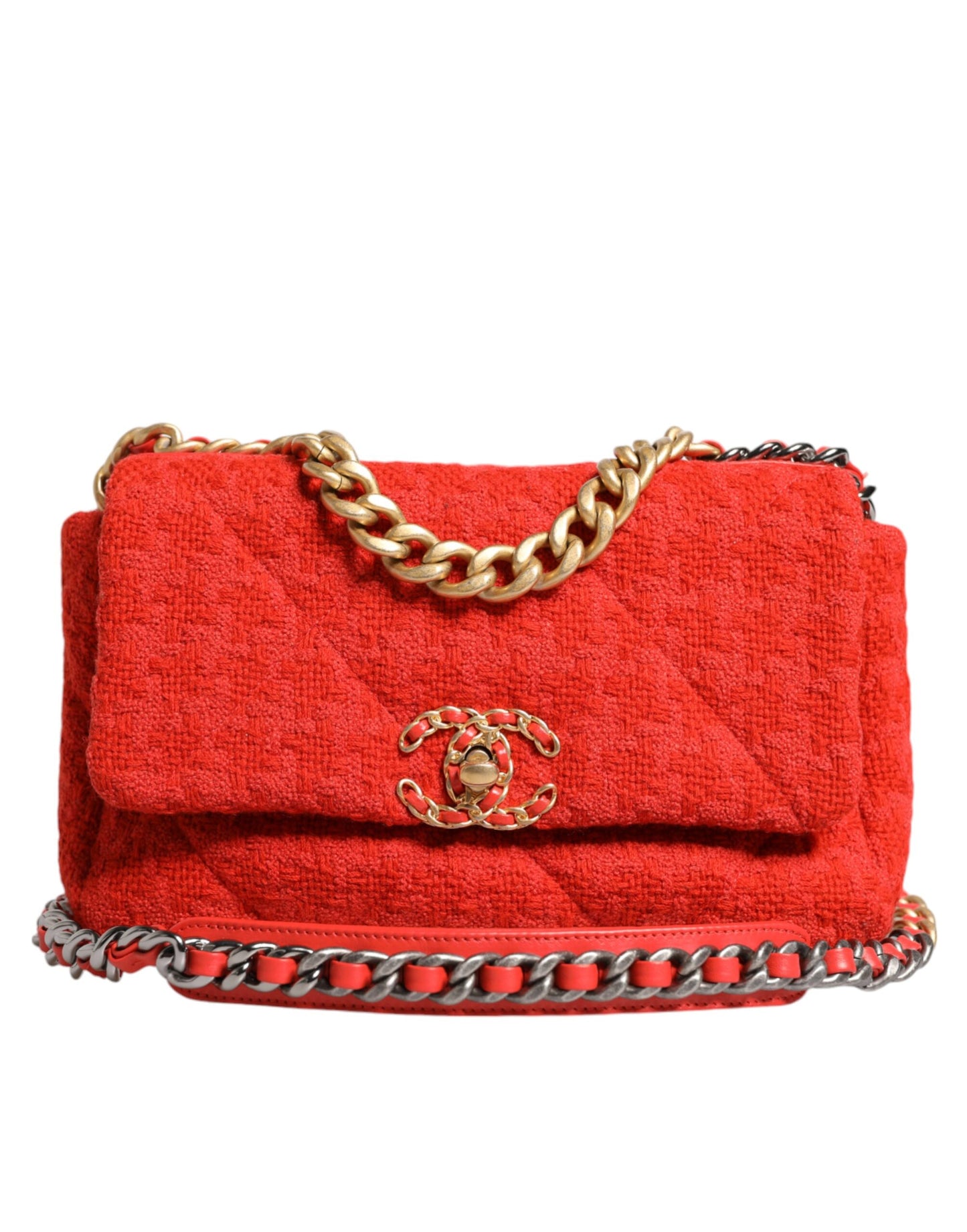 Red Tweed 2WAY Hand Chain Medium Shoulder Bag