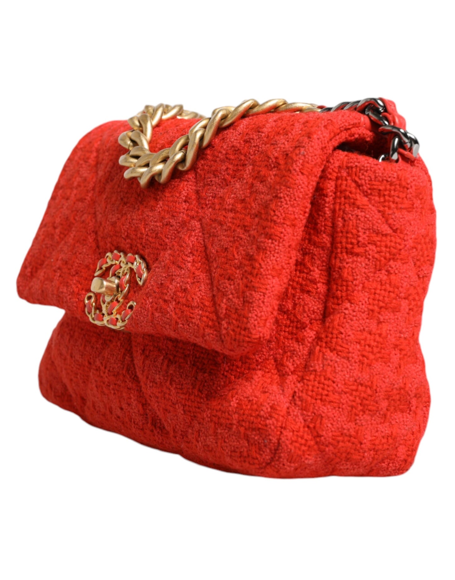 Red Tweed 2WAY Hand Chain Medium Shoulder Bag
