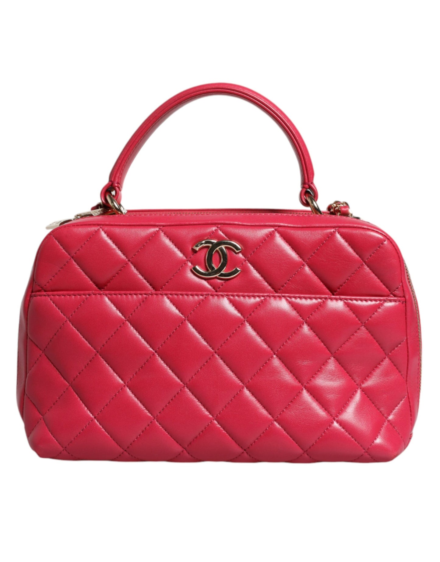 Pink Seal Matelassé Chain CC Lamb Skin Leather Bag