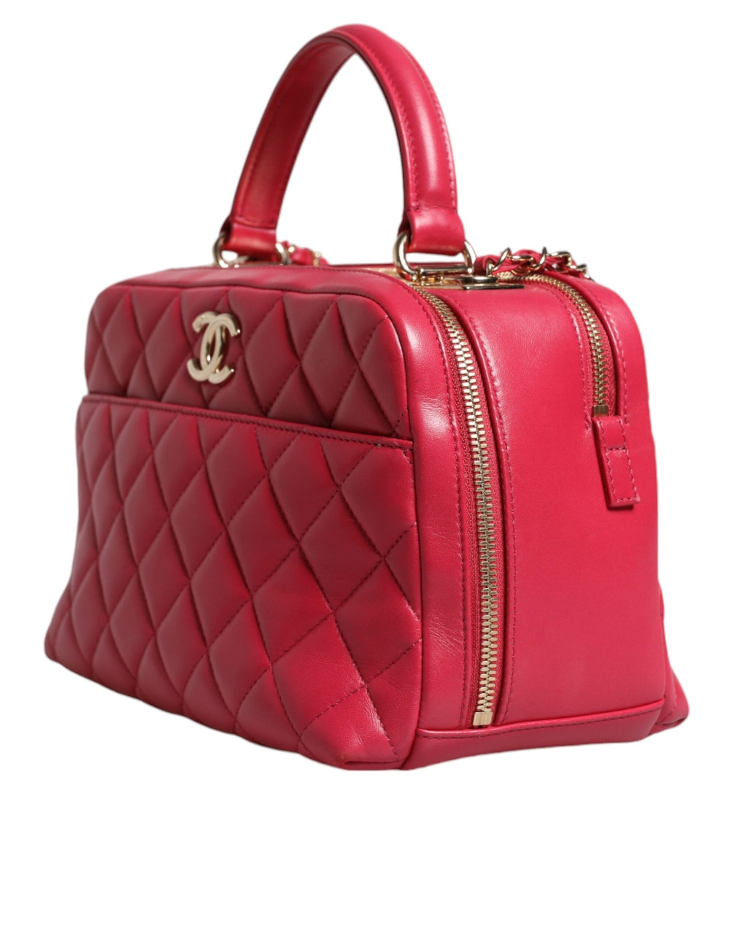 Pink Seal Matelassé Chain CC Lamb Skin Leather Bag