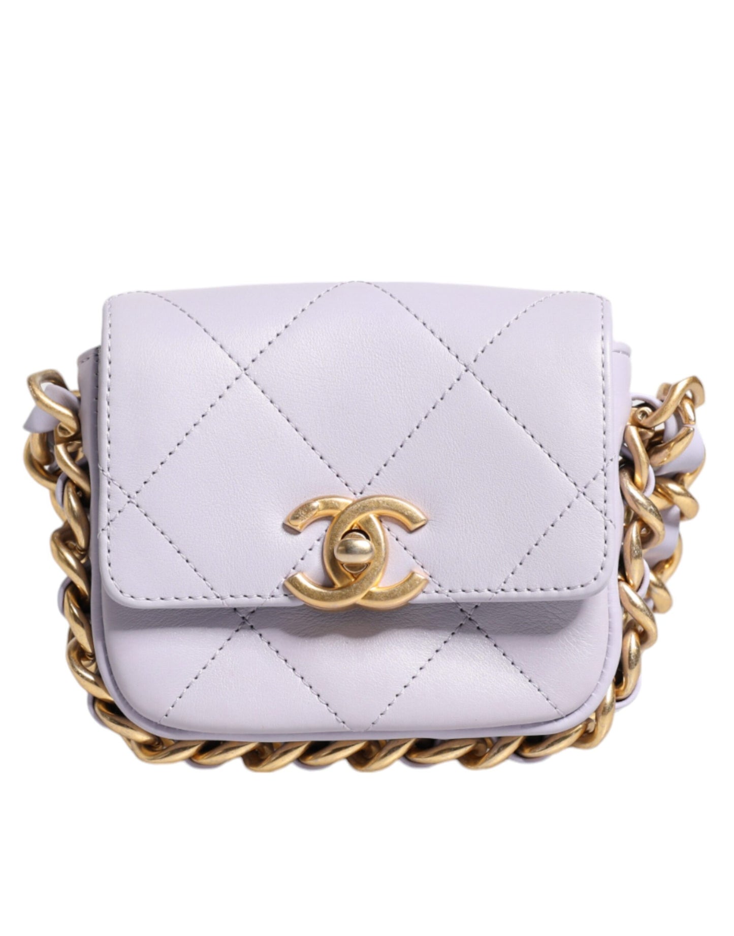 Quilted Calfskin Framing Chain Flap Mini Crossbody Bag