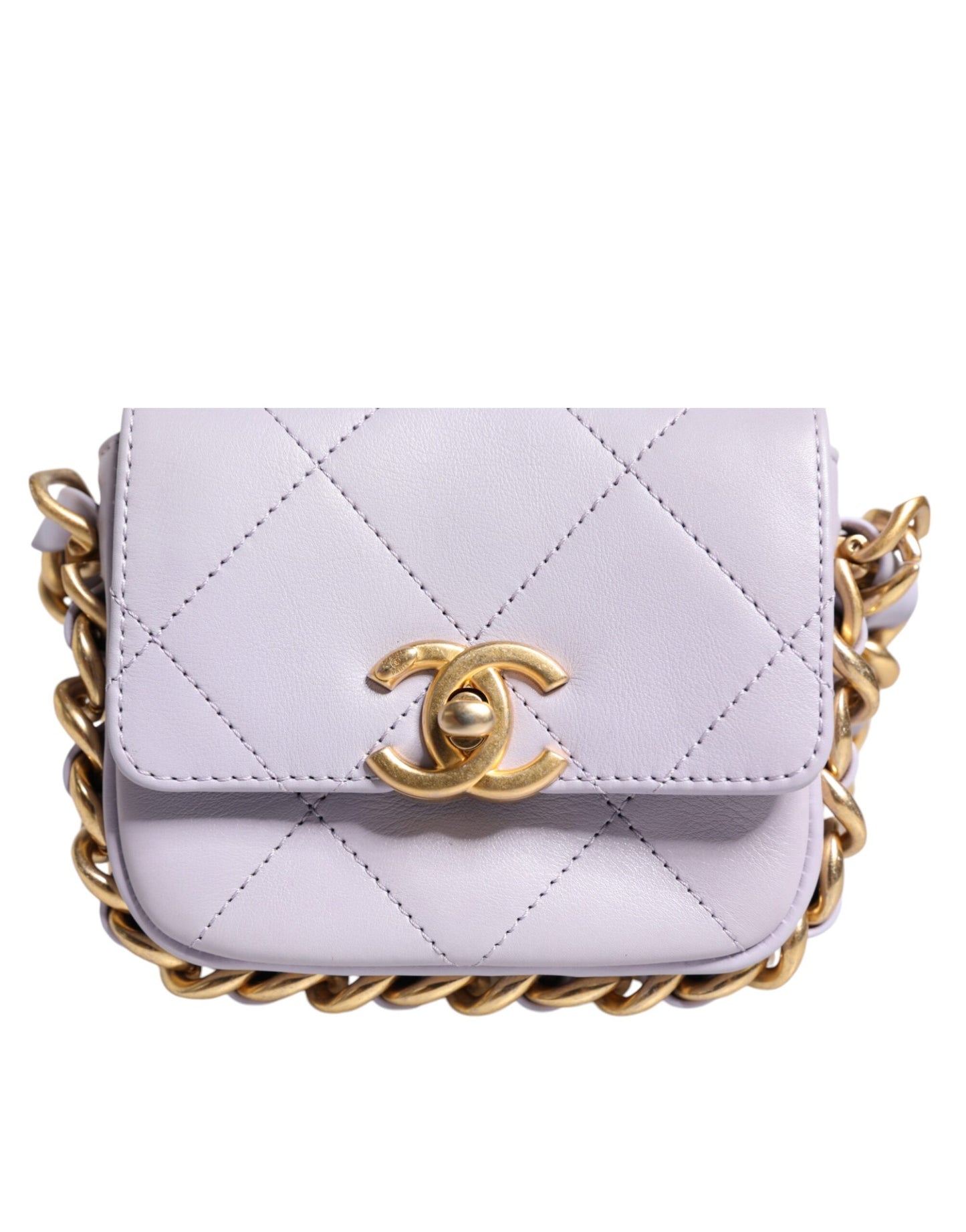 Quilted Calfskin Framing Chain Flap Mini Crossbody Bag