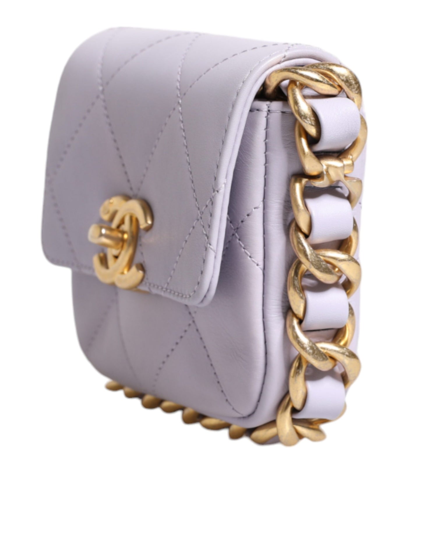 Quilted Calfskin Framing Chain Flap Mini Crossbody Bag