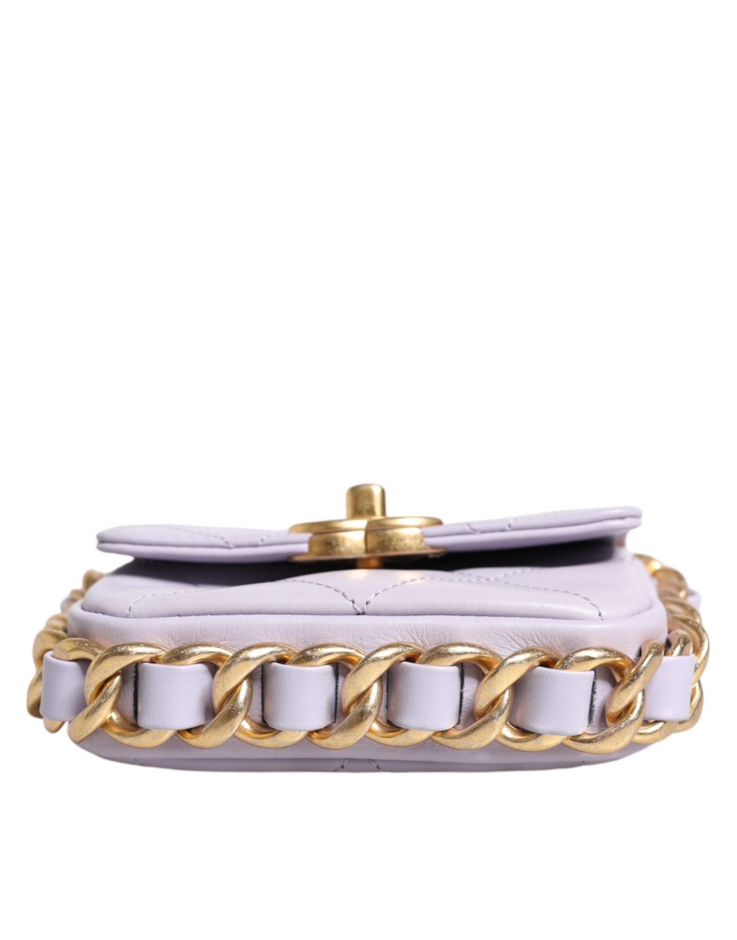 Quilted Calfskin Framing Chain Flap Mini Crossbody Bag