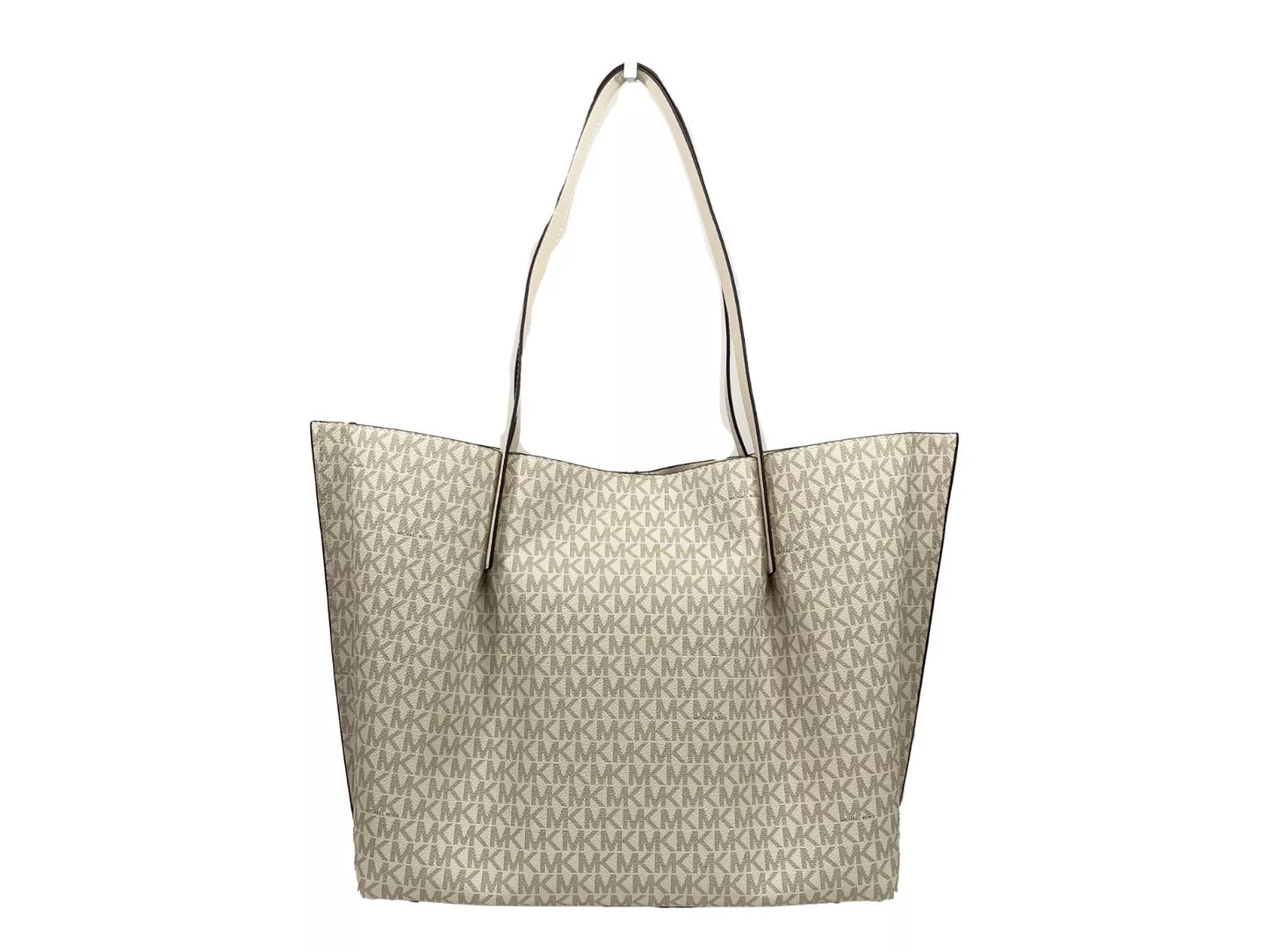 Bolso tote grande de PVC con firma de Emilia, color crema claro