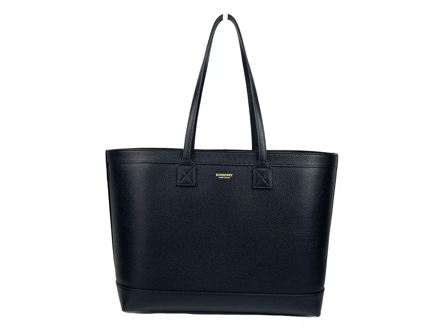 Sac fourre-tout noir en cuir grainé de taille moyenne
