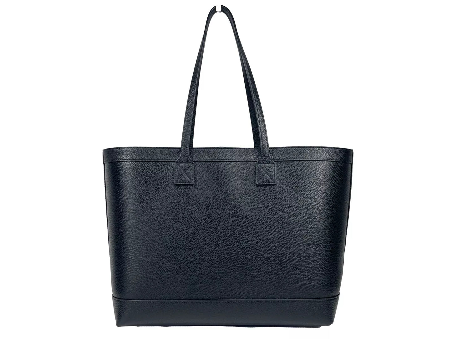 Sac fourre-tout noir en cuir grainé de taille moyenne