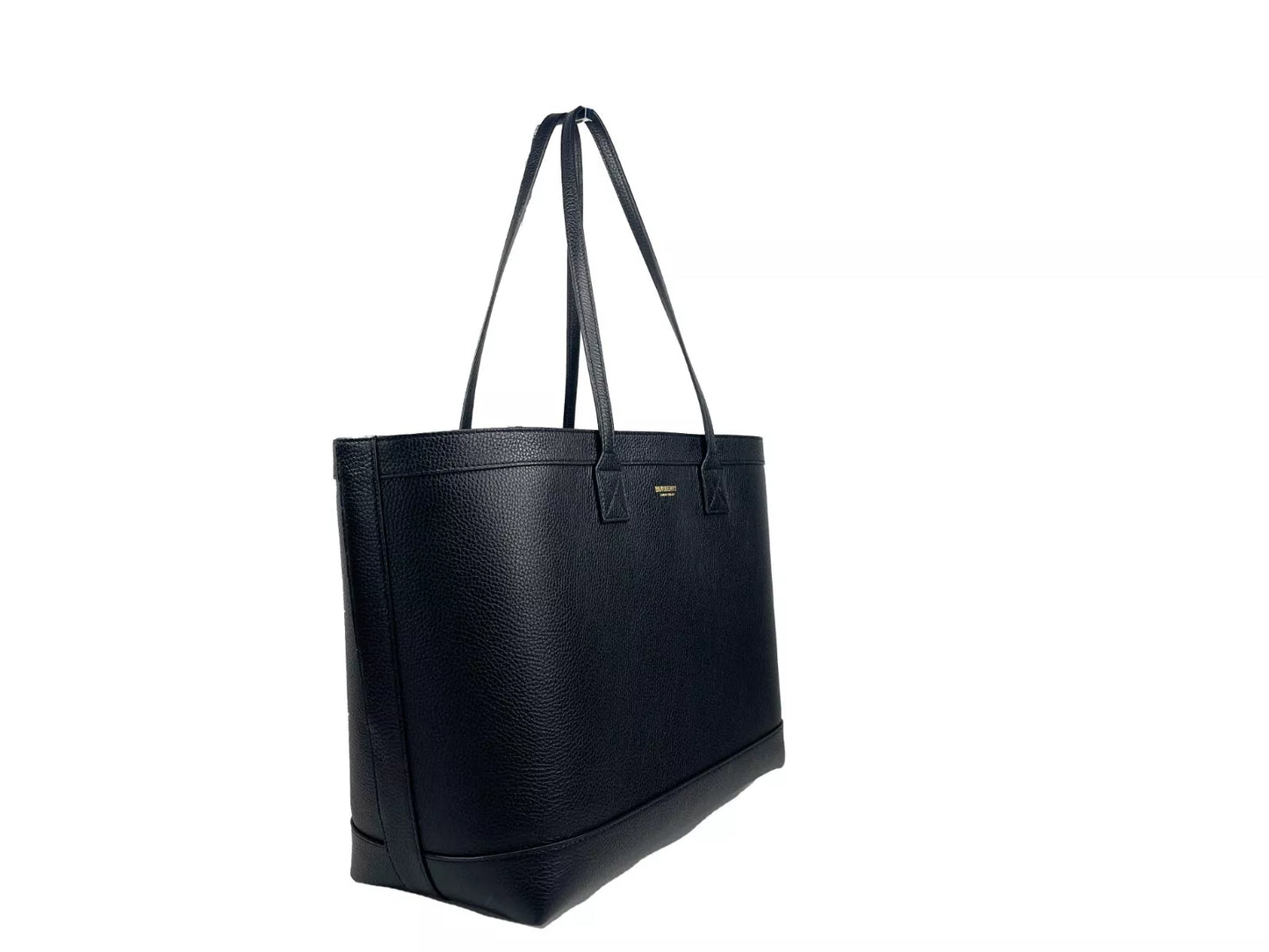 Sac fourre-tout noir en cuir grainé de taille moyenne