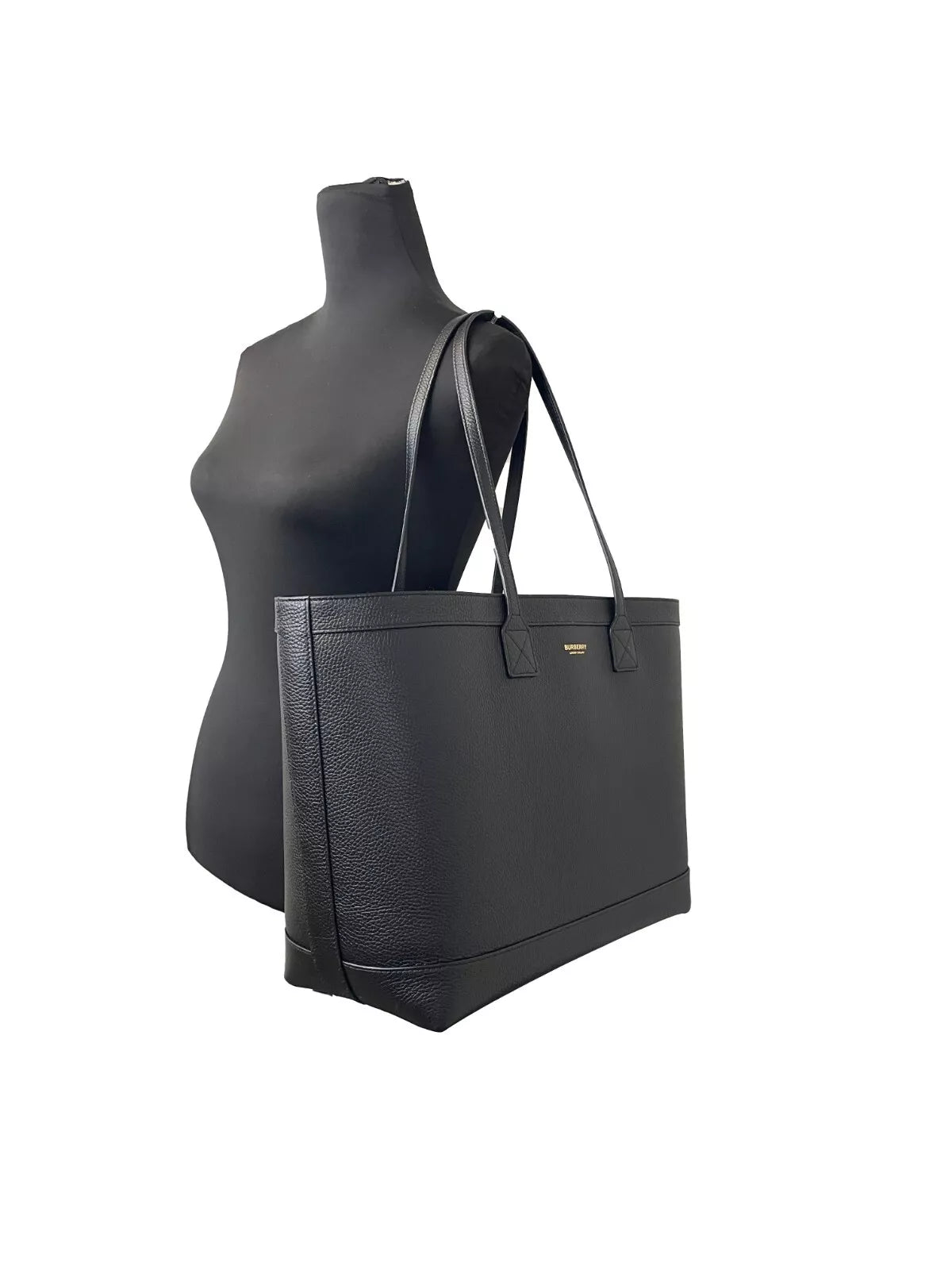 Sac fourre-tout noir en cuir grainé de taille moyenne