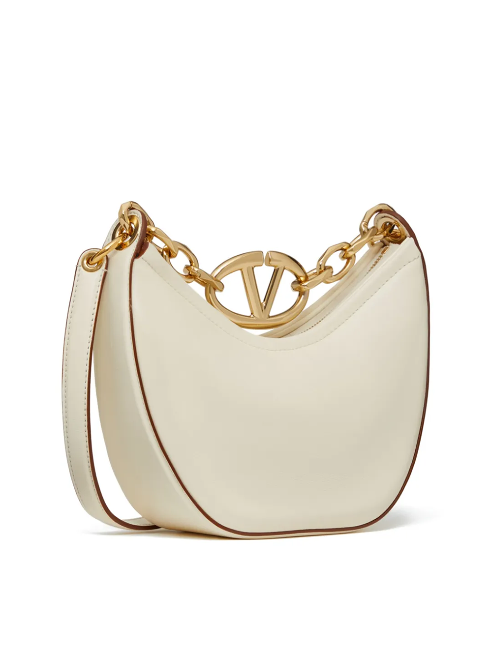 Bolso de hombro Hobo Vlogo mini de piel color marfil
