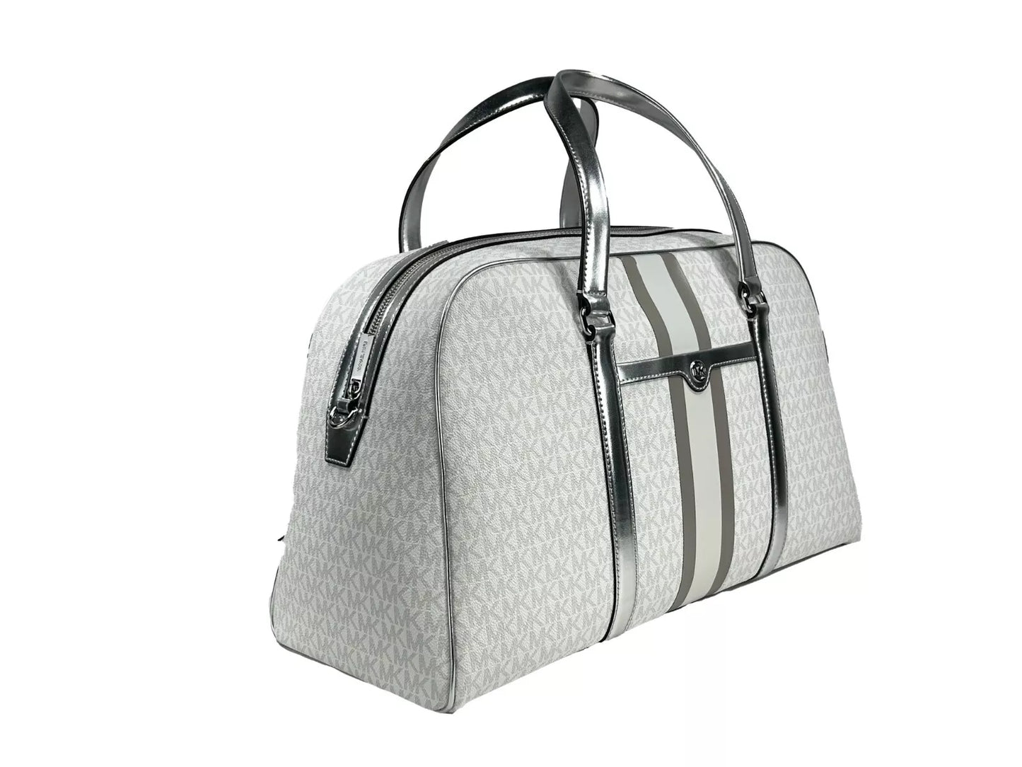 Sac de voyage extra large en PVC avec fermeture éclair sur le dessus, blanc optique