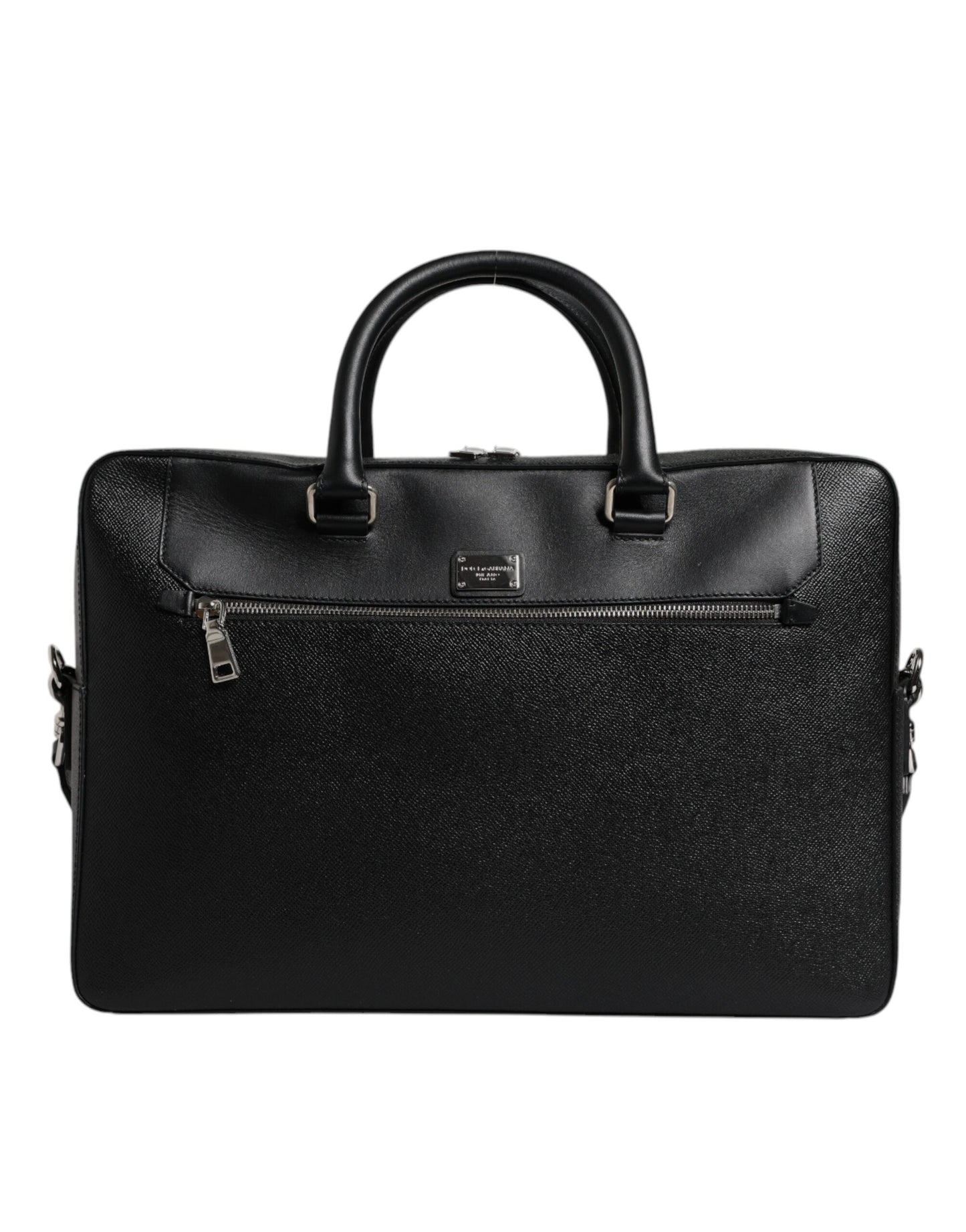 Bolso bandolera de doble asa con placa de logotipo negra