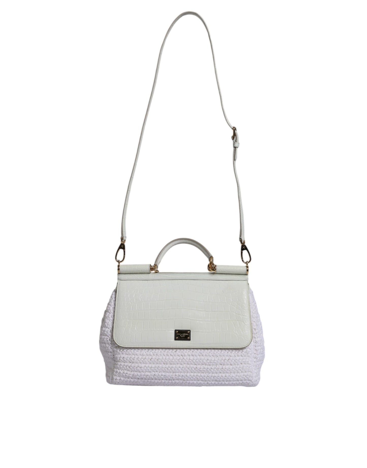 Sicily Handbag in Leather and Raffia