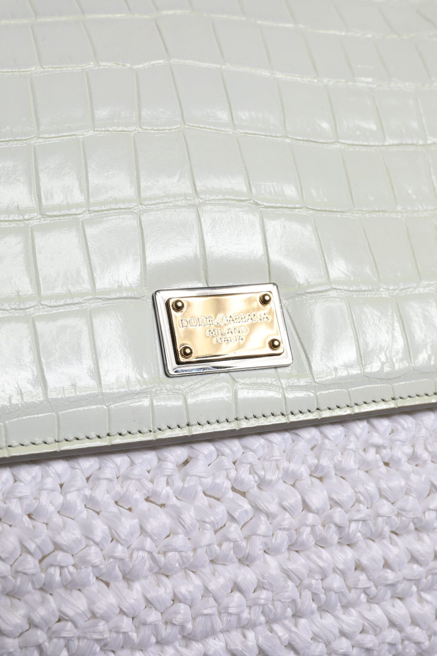 Sicily Handbag in Leather and Raffia