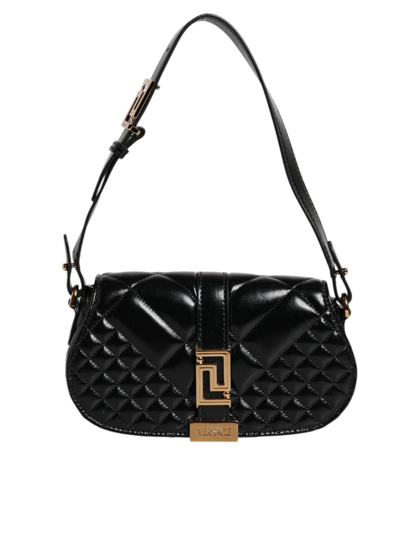 Bolso bandolera acolchado de piel de becerro negra