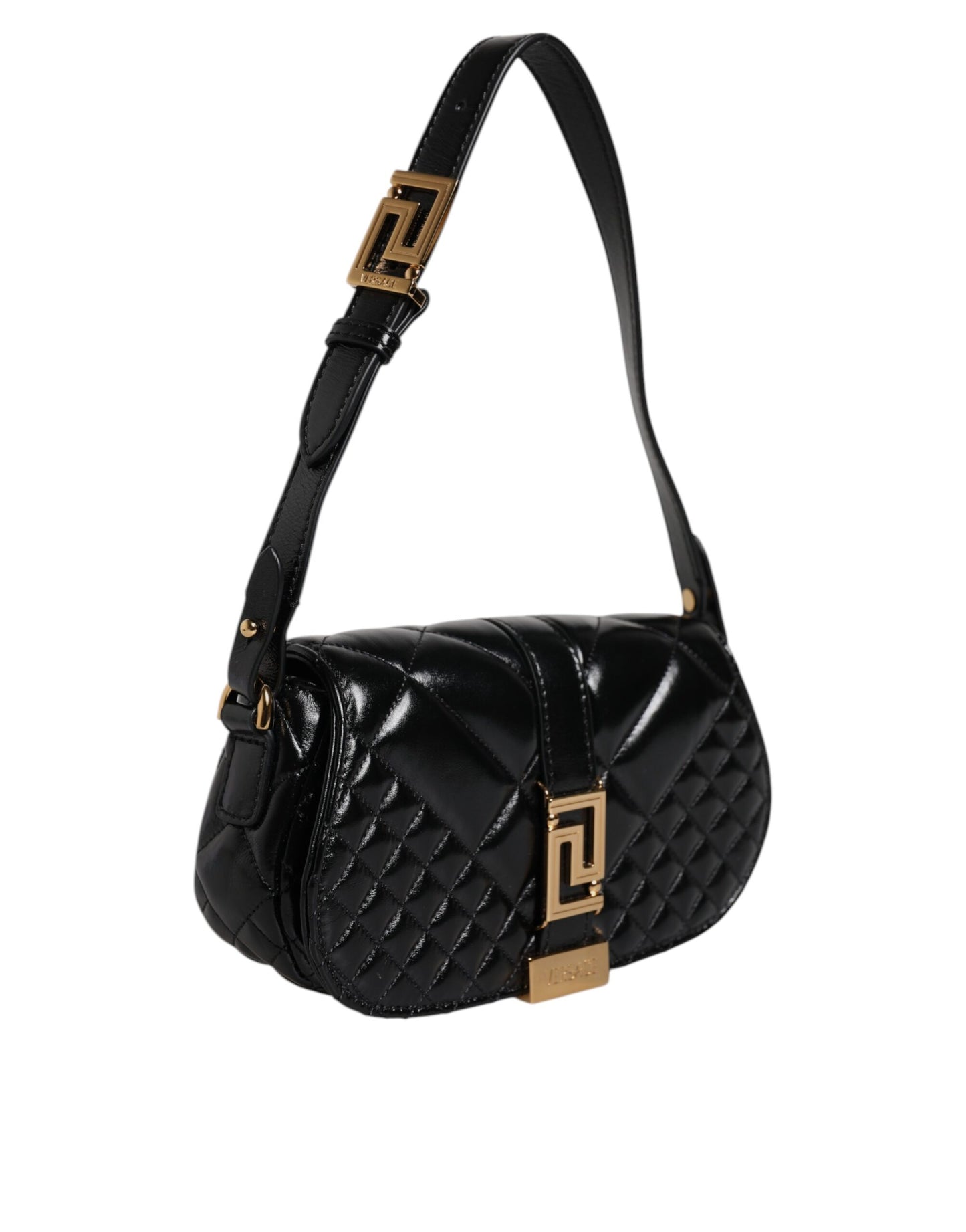 Bolso bandolera acolchado de piel de becerro negra