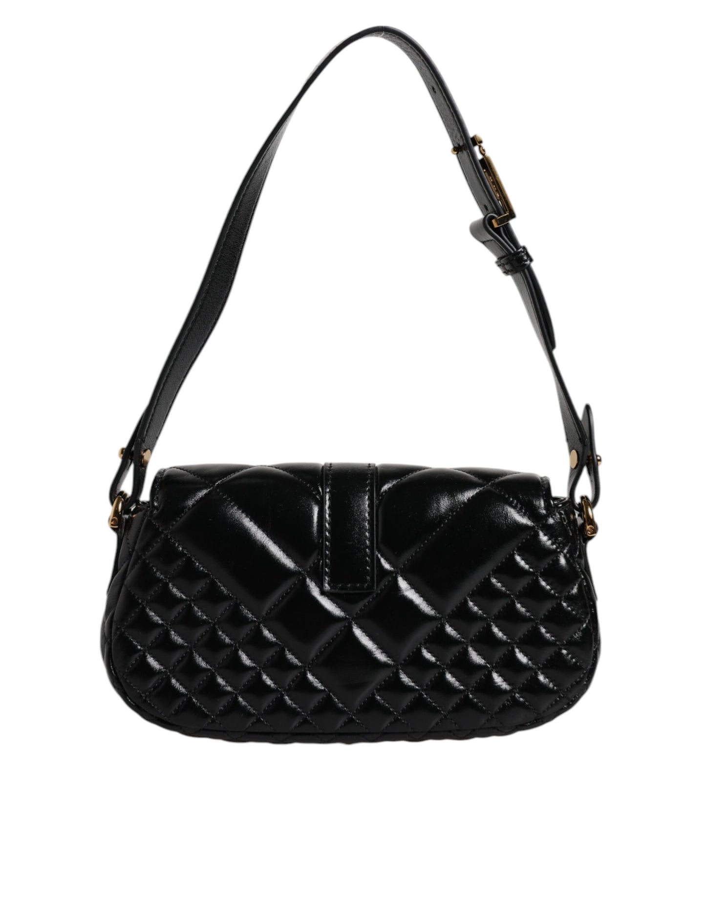 Bolso bandolera acolchado de piel de becerro negra