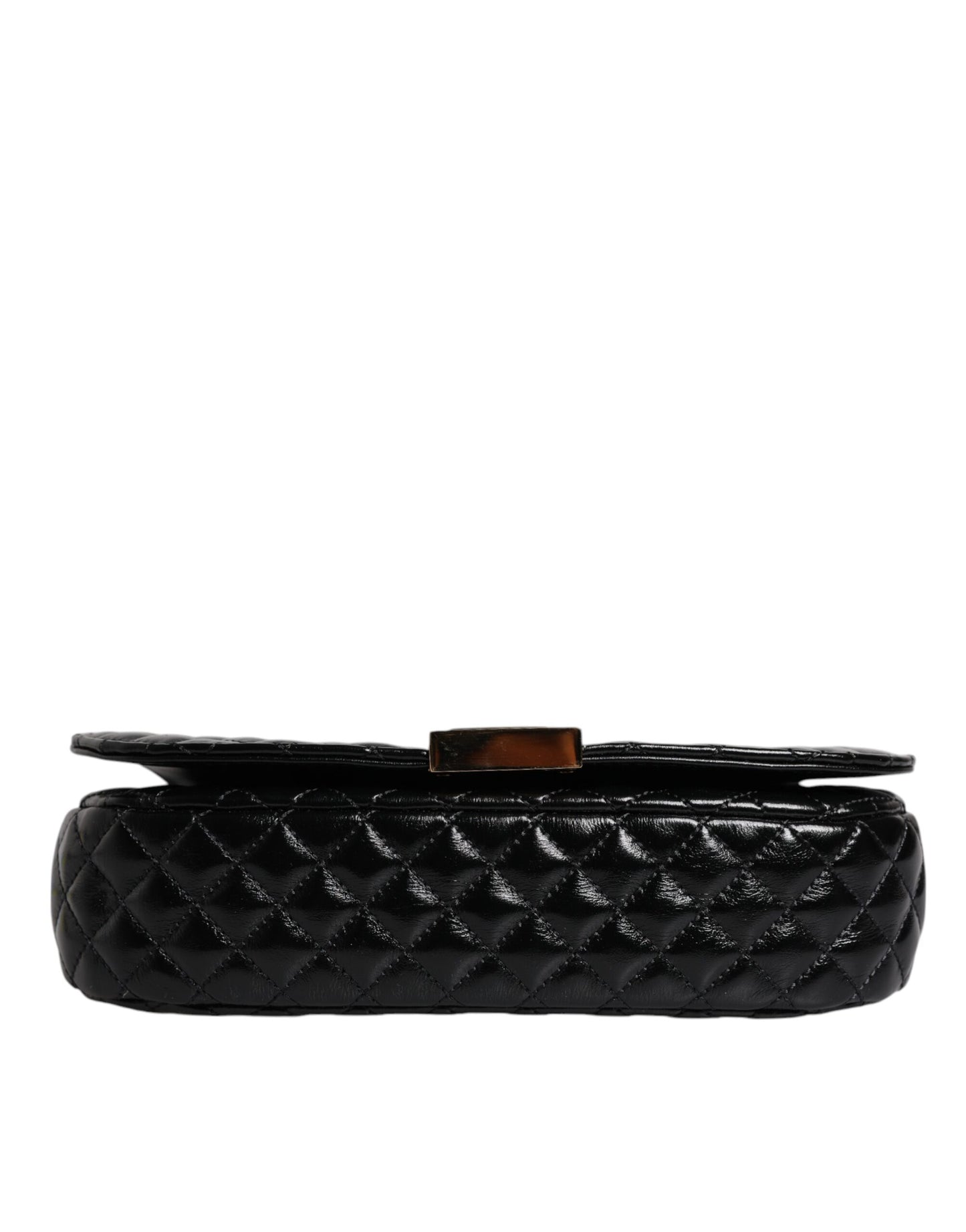 Bolso bandolera acolchado de piel de becerro negra