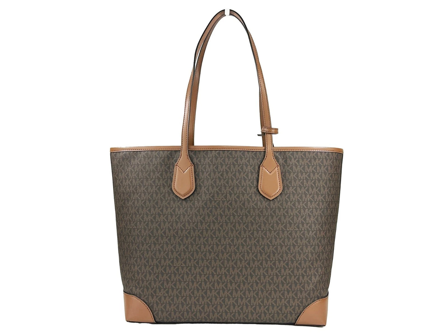 Grand sac fourre-tout de voyage à rayures Eva avec pochette marron