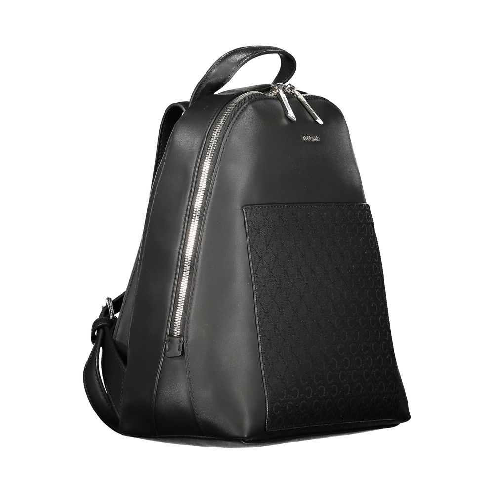 Sac à dos noir en polyester pour femme